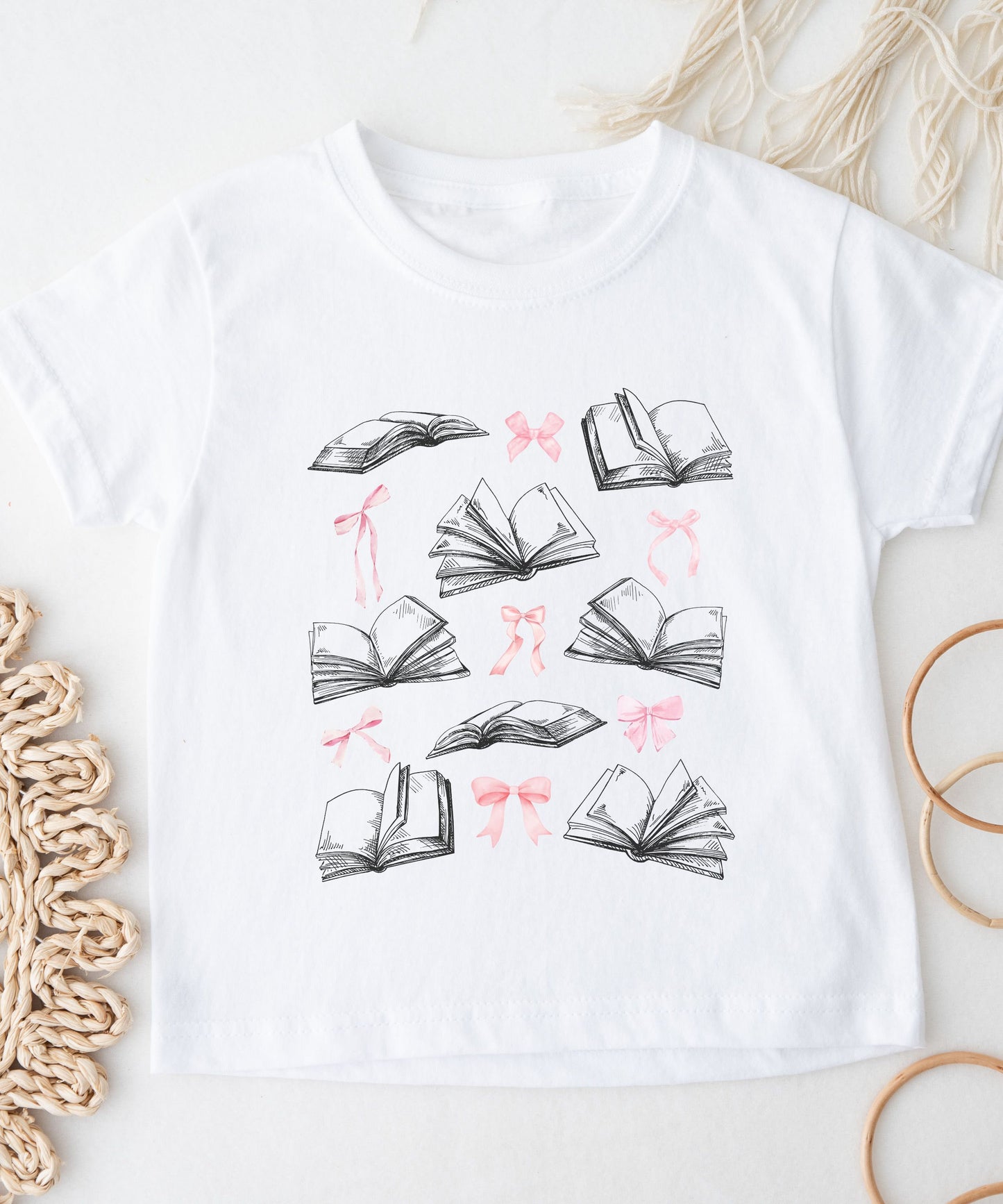 Books and Bows Shirt Kids Coquette Tshirt Bookish Shirt for Girls Toddler Booklover Bow Tee Academia Clothes Coquette Ribbon Tshirt Girl