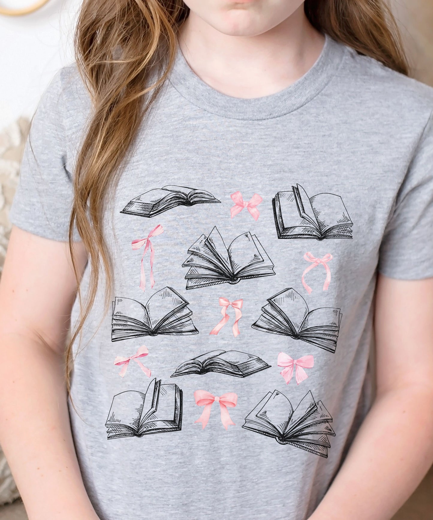 Books and Bows Shirt Kids Coquette Tshirt Bookish Shirt for Girls Toddler Booklover Bow Tee Academia Clothes Coquette Ribbon Tshirt Girl