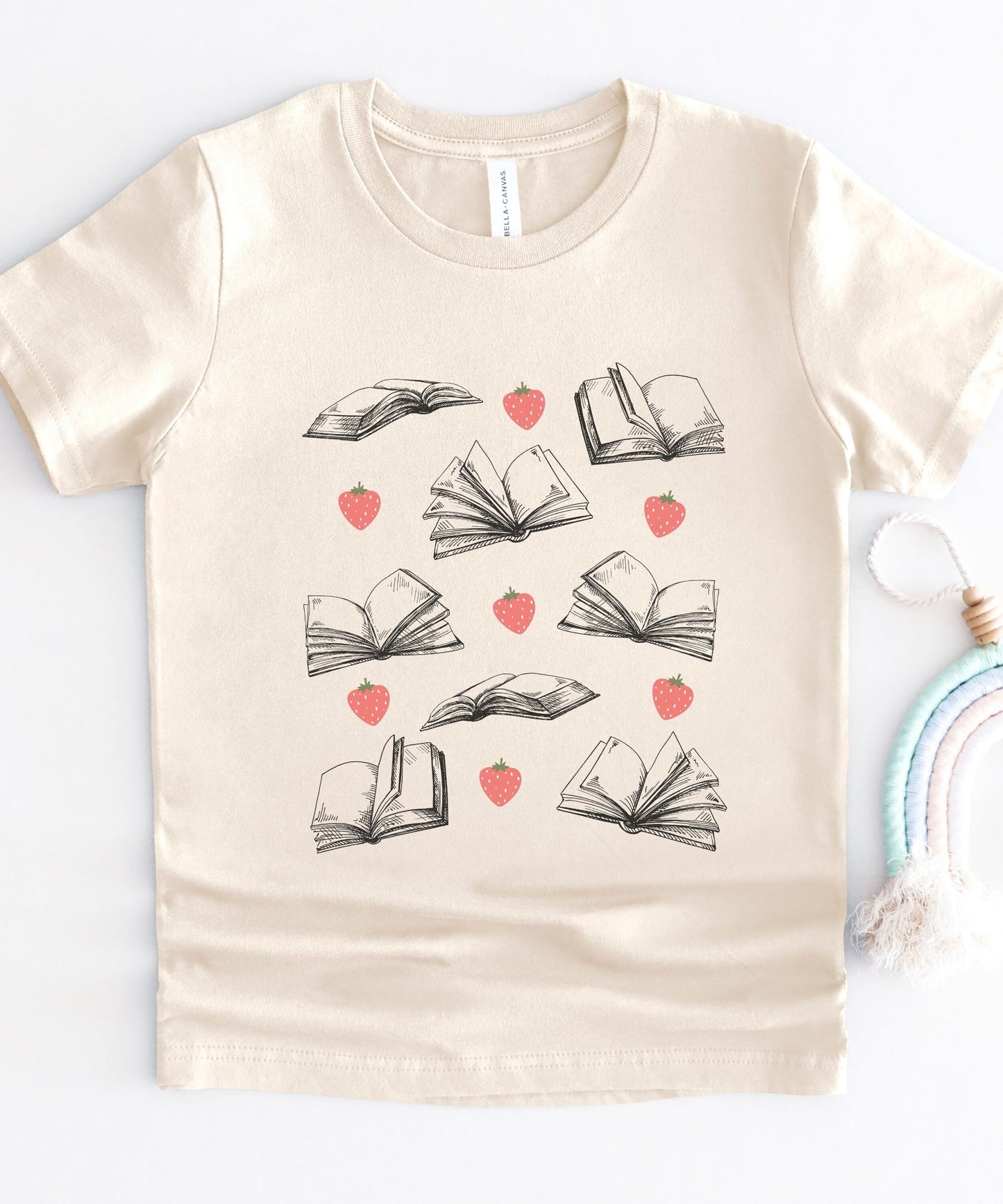 Berry and Books Shirt Kids Strawberry Shirt Toddler Girl Cottagecore Kids Clothes, Reading gift for Girl Booklover Gift Back to School Shirt