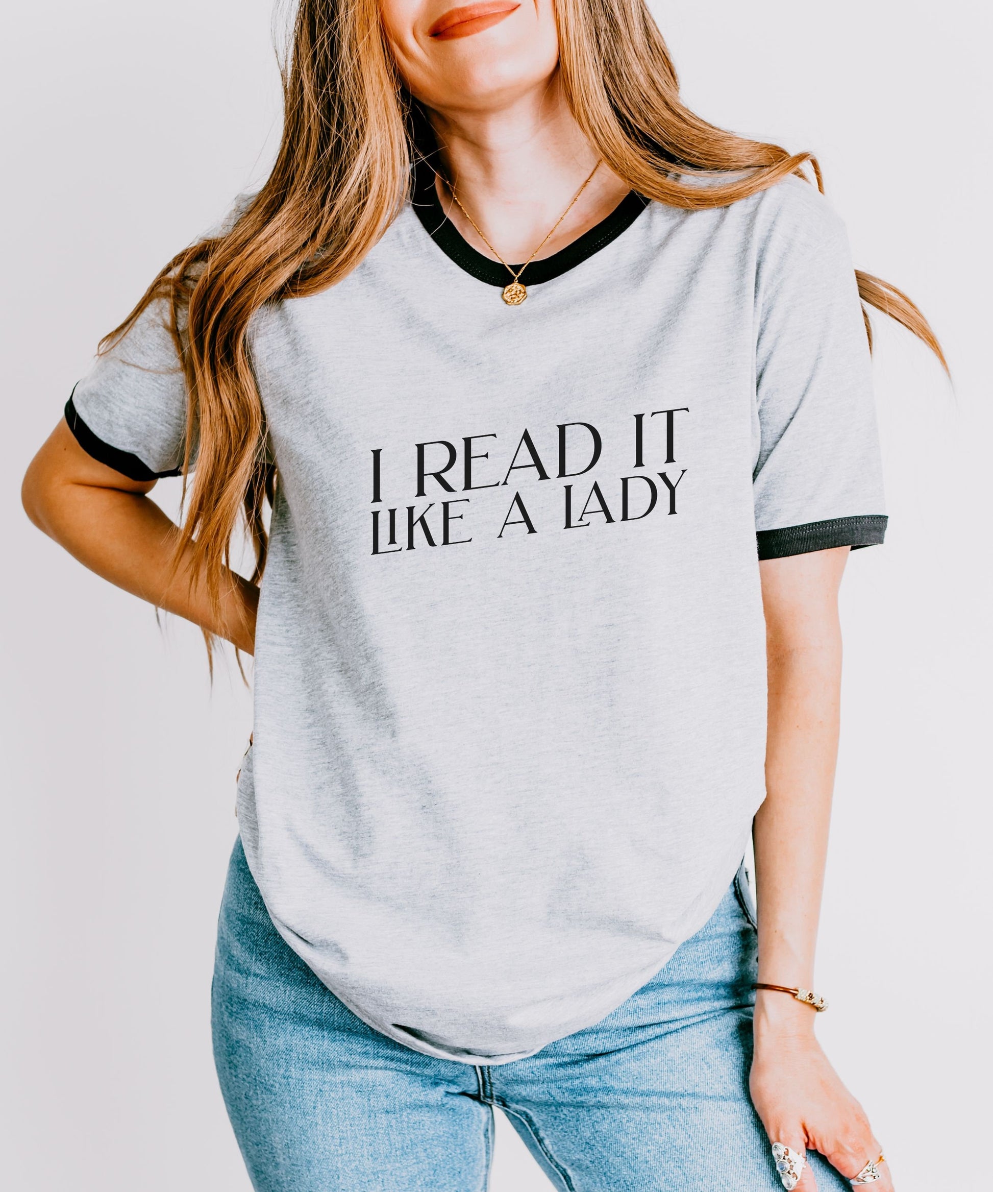 Like A Lady Smut Shirt Bookish Ringer Tee Romantasy Fantasy Dark Romance Reader Shirt Spicy Book Lover Gift Booktok Merch Bookstagram Tshirt