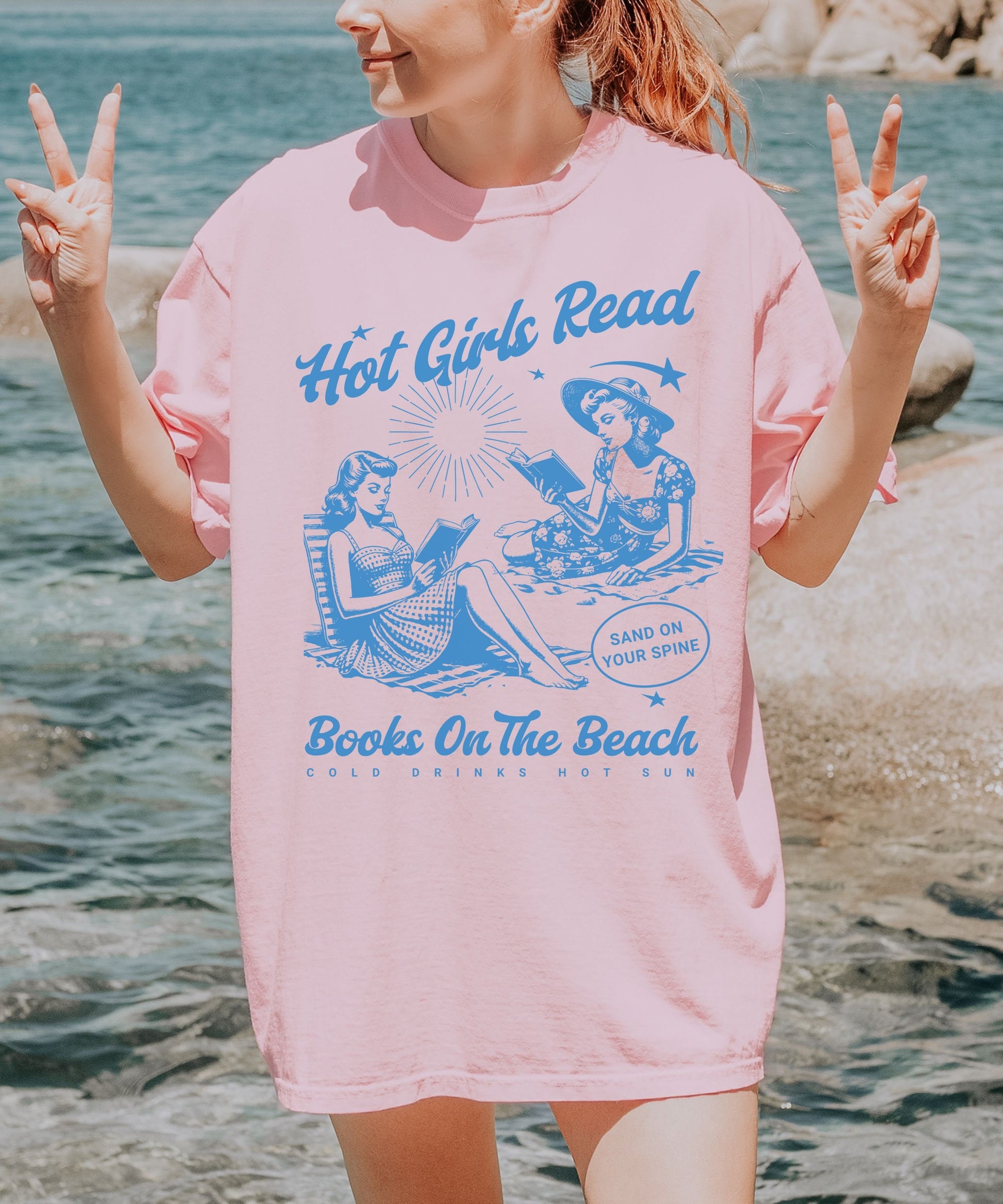 Hot Girls Read Shirt Beachy Bookish Things Smut Shirt Coconut Girl Retro Reading TShirt Booklover Gifts Romance Fiction Reader Booktok Merch