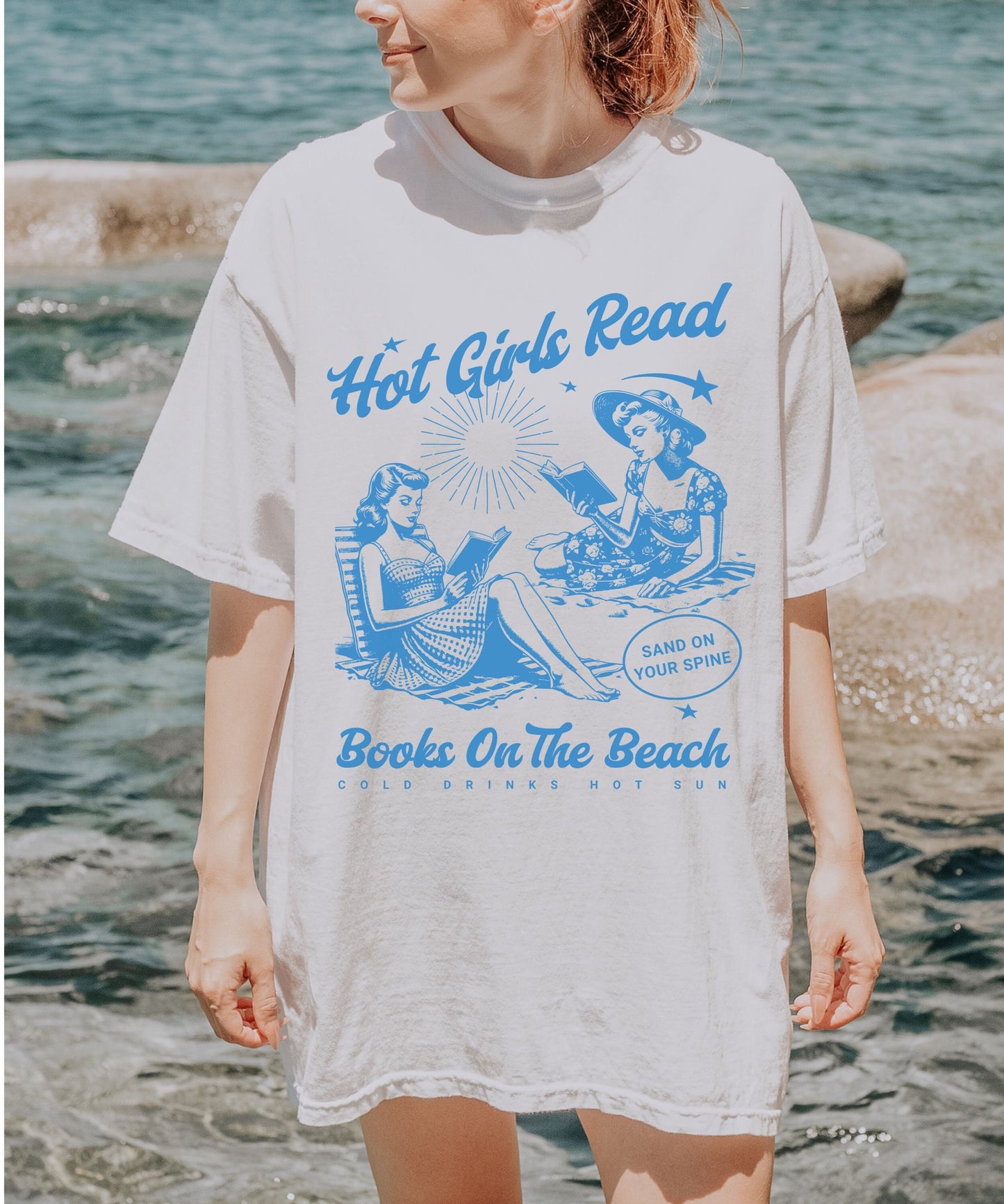 Hot Girls Read Shirt Beachy Bookish Things Smut Shirt Coconut Girl Retro Reading TShirt Booklover Gifts Romance Fiction Reader Booktok Merch