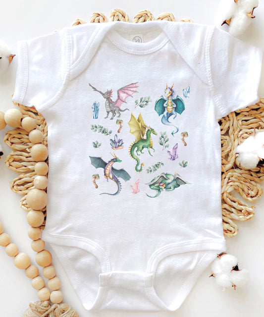 Dragon Bodysuit Baby Mushroom Crystal Cottagecore Fairytale Outfit Cottagecore Forest Core Fairycore Baby Shower Dragon 1st Birthday Party