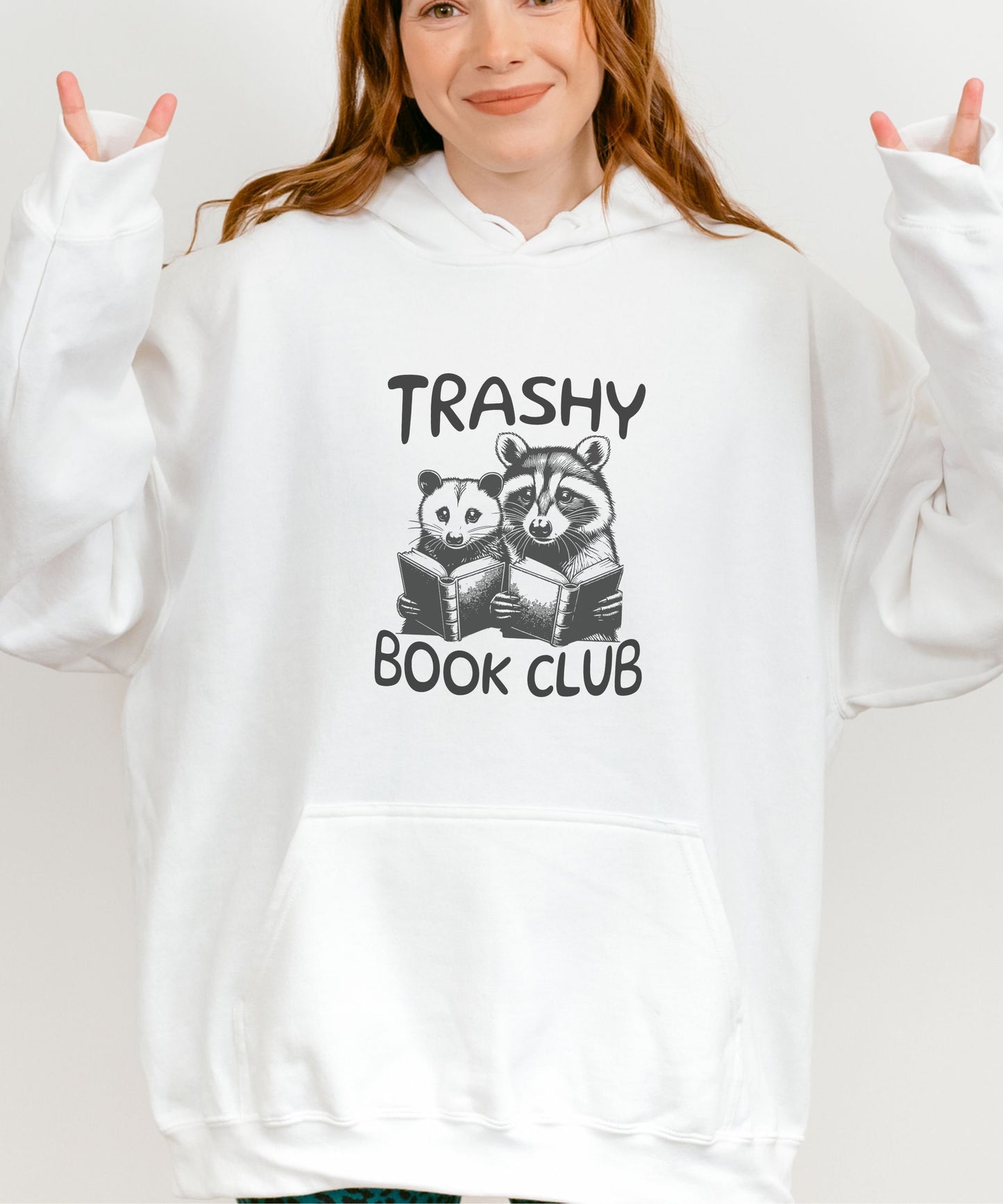 Trashy Book Club Raccoon Shirt, Opossum Sweater Possum Shirt Booktrovert Bookish Things Booktok Merch Dark Romance Smut Gifts Reading Hoodie