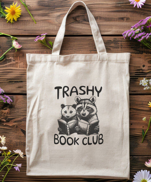 Trashy Book Club Tote Bag Possum Tote Bag Opossum Gifts Raccoon Tote Bag Wierdcore Smut Gifts Spicy Books Bag Romantasy Bookish Tote Bag