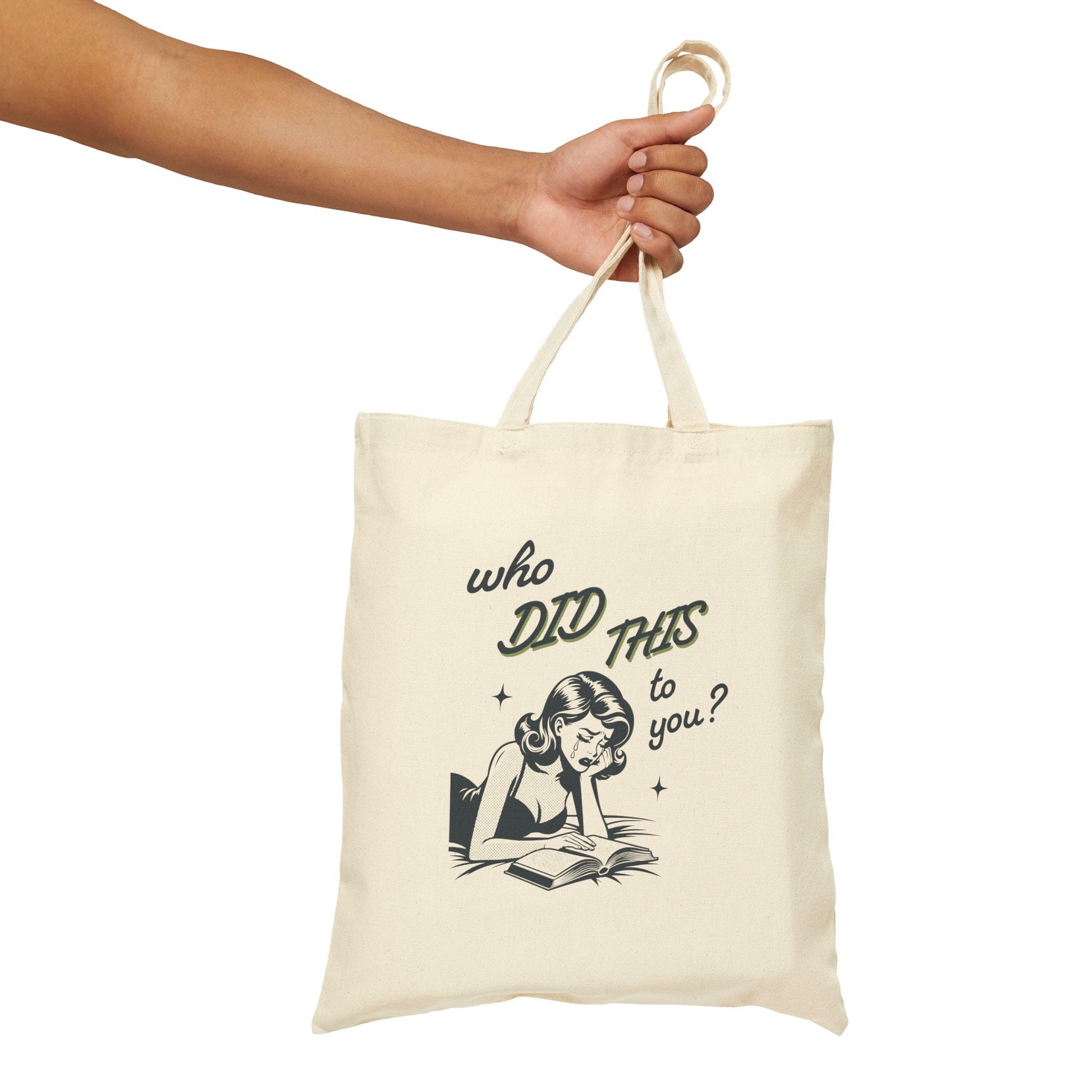 Who Did This To You Book Tropes Tote Bag, Spicy Book Lover Tote Booktok Merch Dark Romance Book Bag Romantasy Reader Romance Book Lover Gift