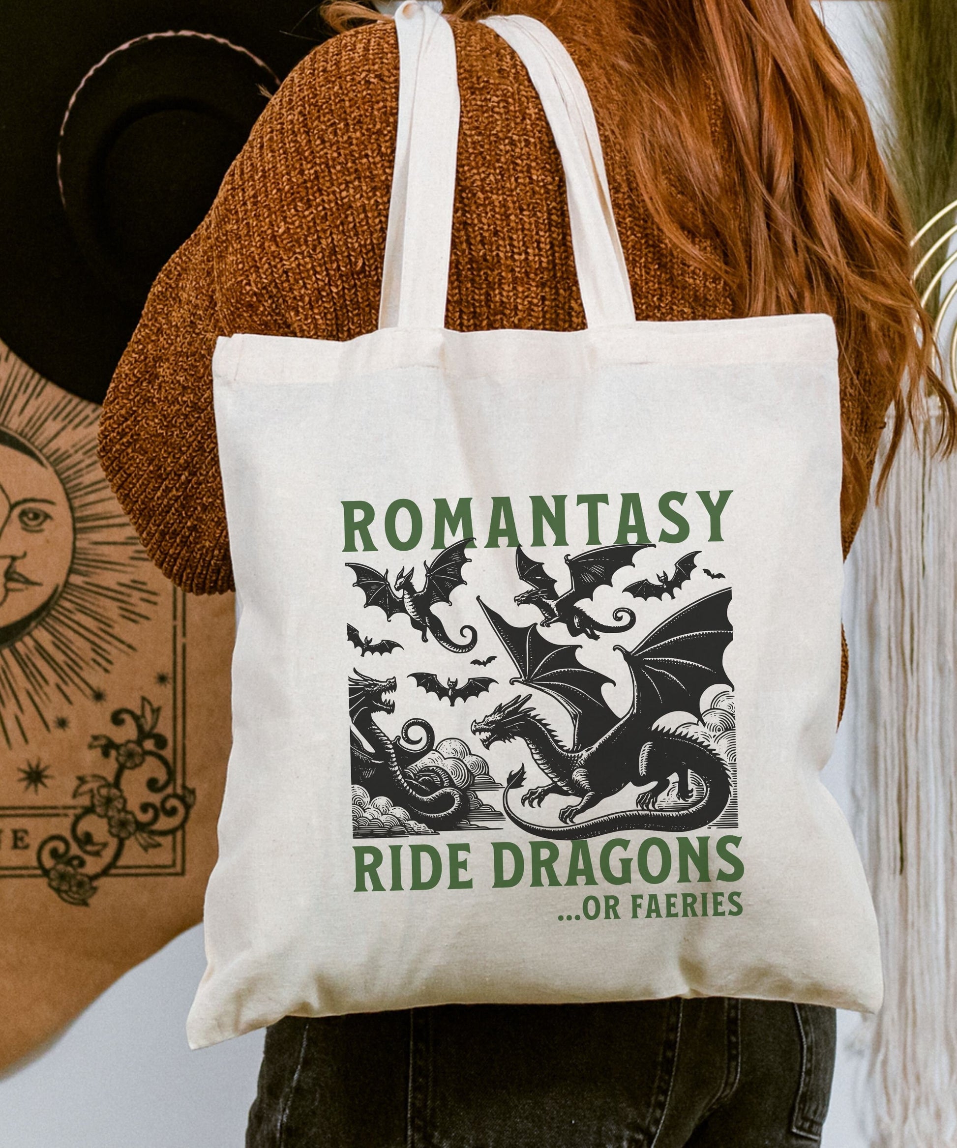 Romantasy Dragon Rider Tote Bag Romance Reader Fantasy Reader Smut Gifts Faerie Smut Book Bag Booktok Bookish Things Book Club Library Bag
