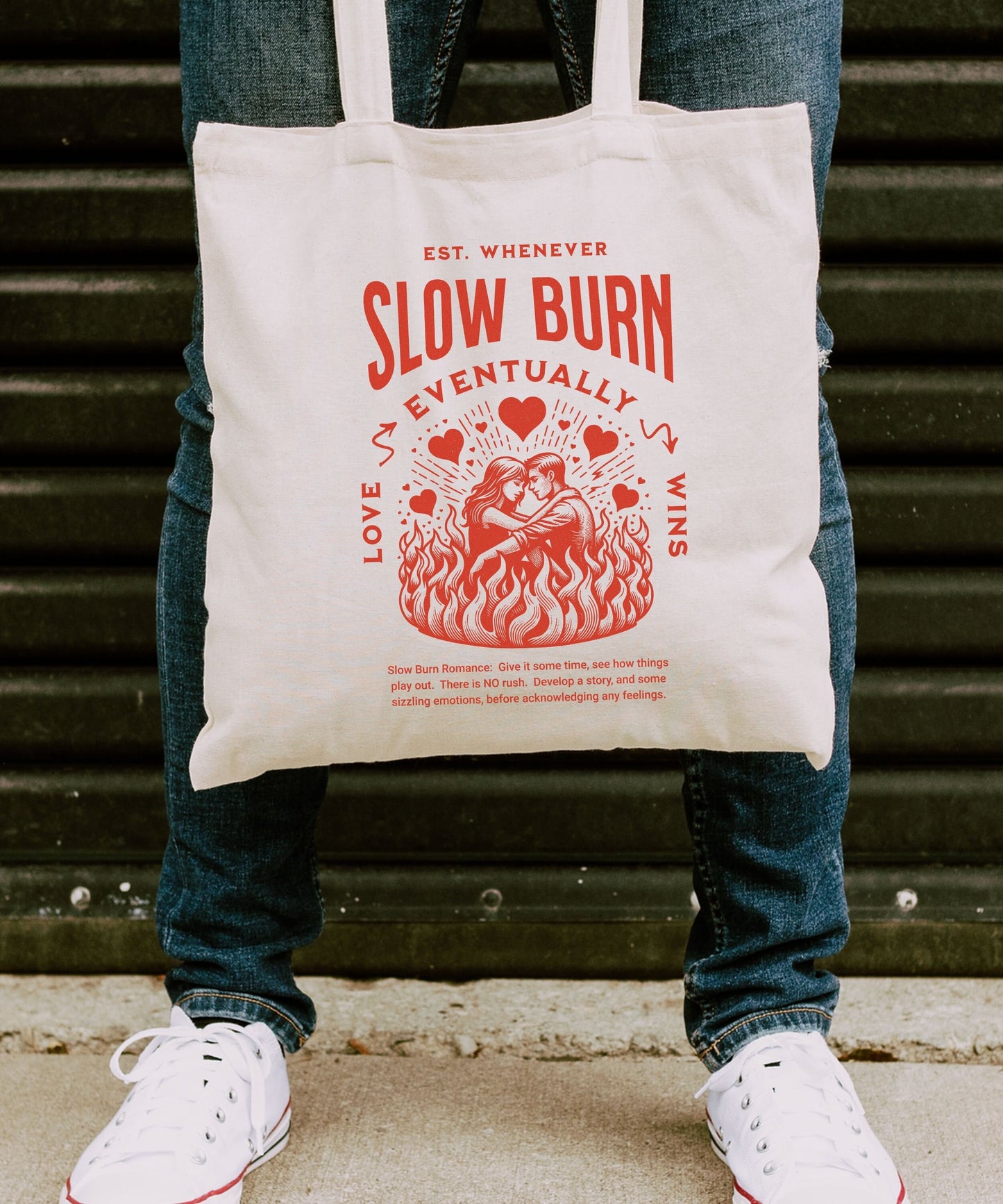 Slow Burn Book Tropes Tote Bag, Enemies to Lovers Downtown Girl Bookstagram Romantasy Booktok Merch Dark Romance Bookish Things Spicy Books