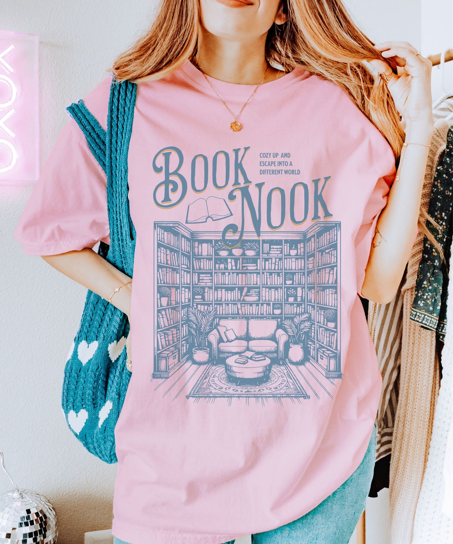 Book Nook Bookshelf Shirt, Literature Shirt, Library Shirt Reader Tshirt Bookish Love Shirt Romantasy Fantasy Dark Romance Tshirt