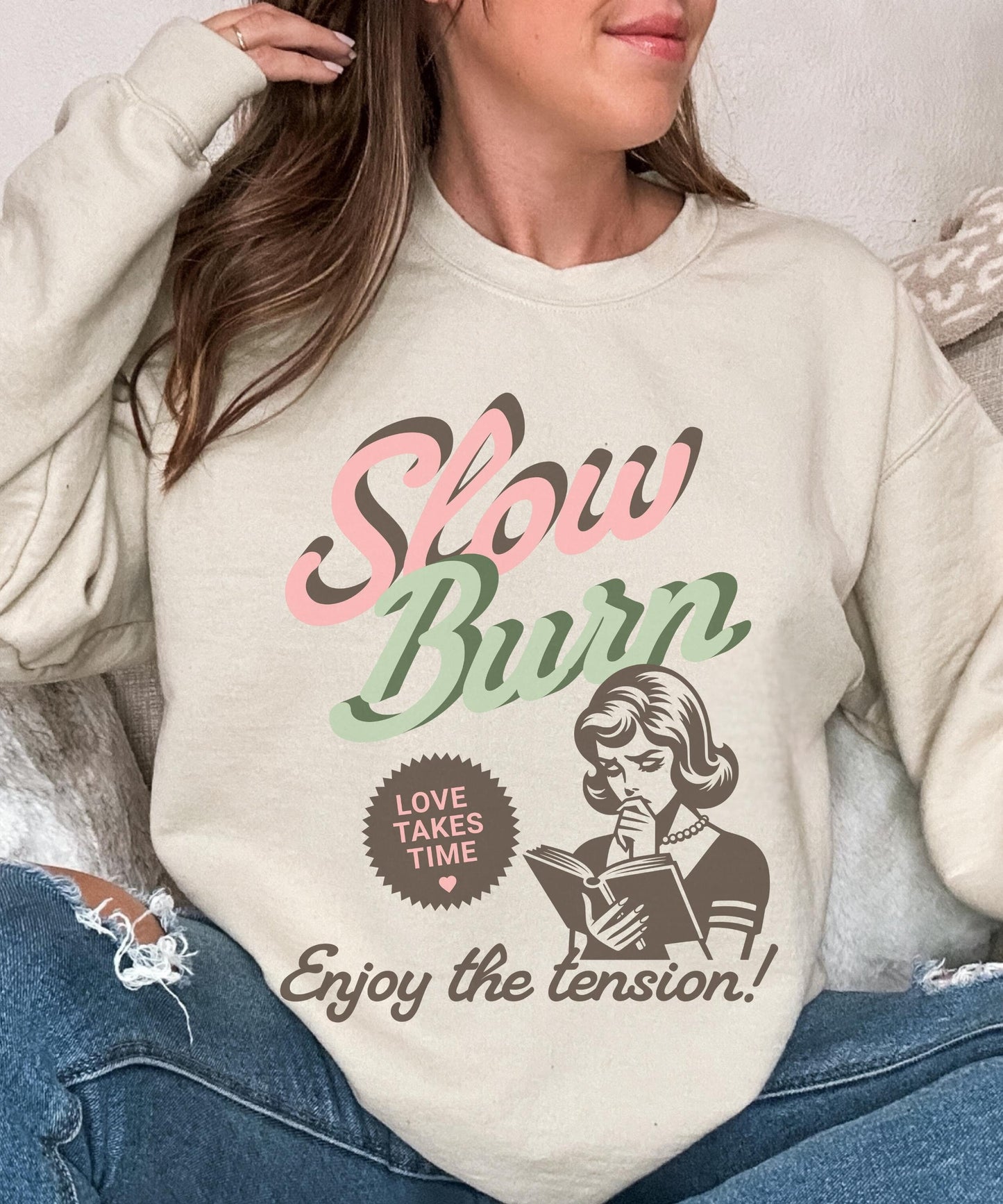 Slow Burn Romance Book Trope Reading Sweatshirt, Romantasy Dark Romance Fantasy Reader, Book Lover Sweater, Bookish Things Spicy Smut Shirt