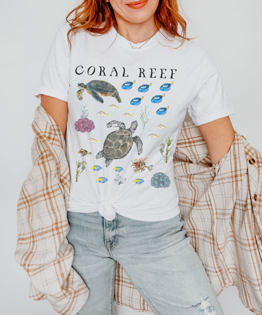 Coral Reef Ocean Animals Tshirt, Mermaidcore Coconut Girl Granola Girl Beachy Shirts Sea Turtle Gifts Sea Turtle Tshirt Seaturtle Sea Party