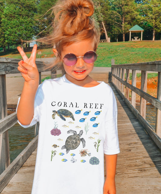 Coral Reef Shirt Kids, Sea Turtle Shirt Ocean Animals Shirt Beachy Shirts Neutral Kids Clothes Sea Party Tee SeaTurtle Gifts Vacation Shirt