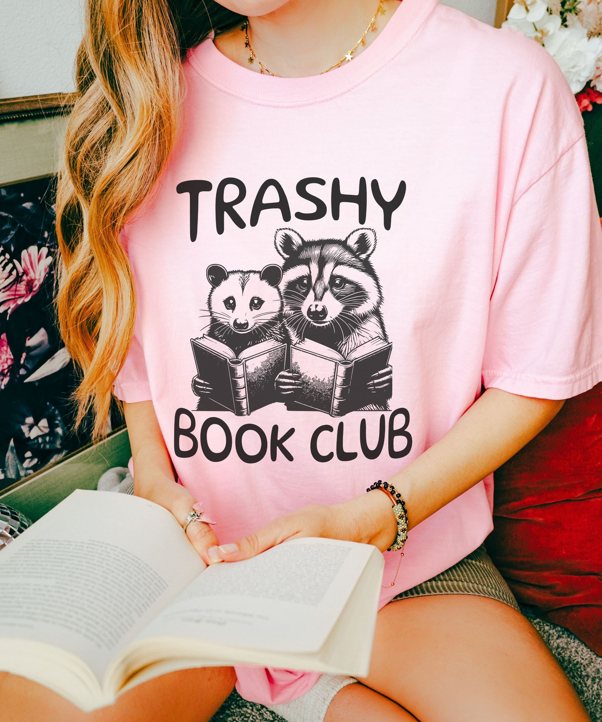 Trashy Book Club Raccoon Shirt Opossum Shirt Possum Shirt Smut Shirt Romantasy Romance Fantasy Dark Romance Reader TShirt