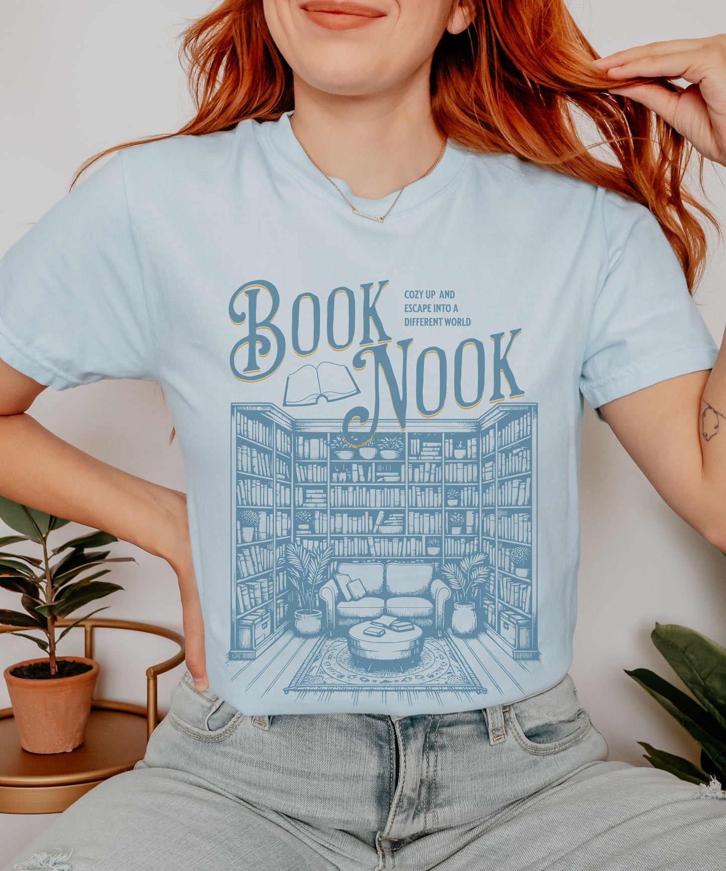 Book Nook Bookshelf Shirt, Literature Shirt, Library Shirt Reader Tshirt Bookish Love Shirt Romantasy Fantasy Dark Romance Tshirt