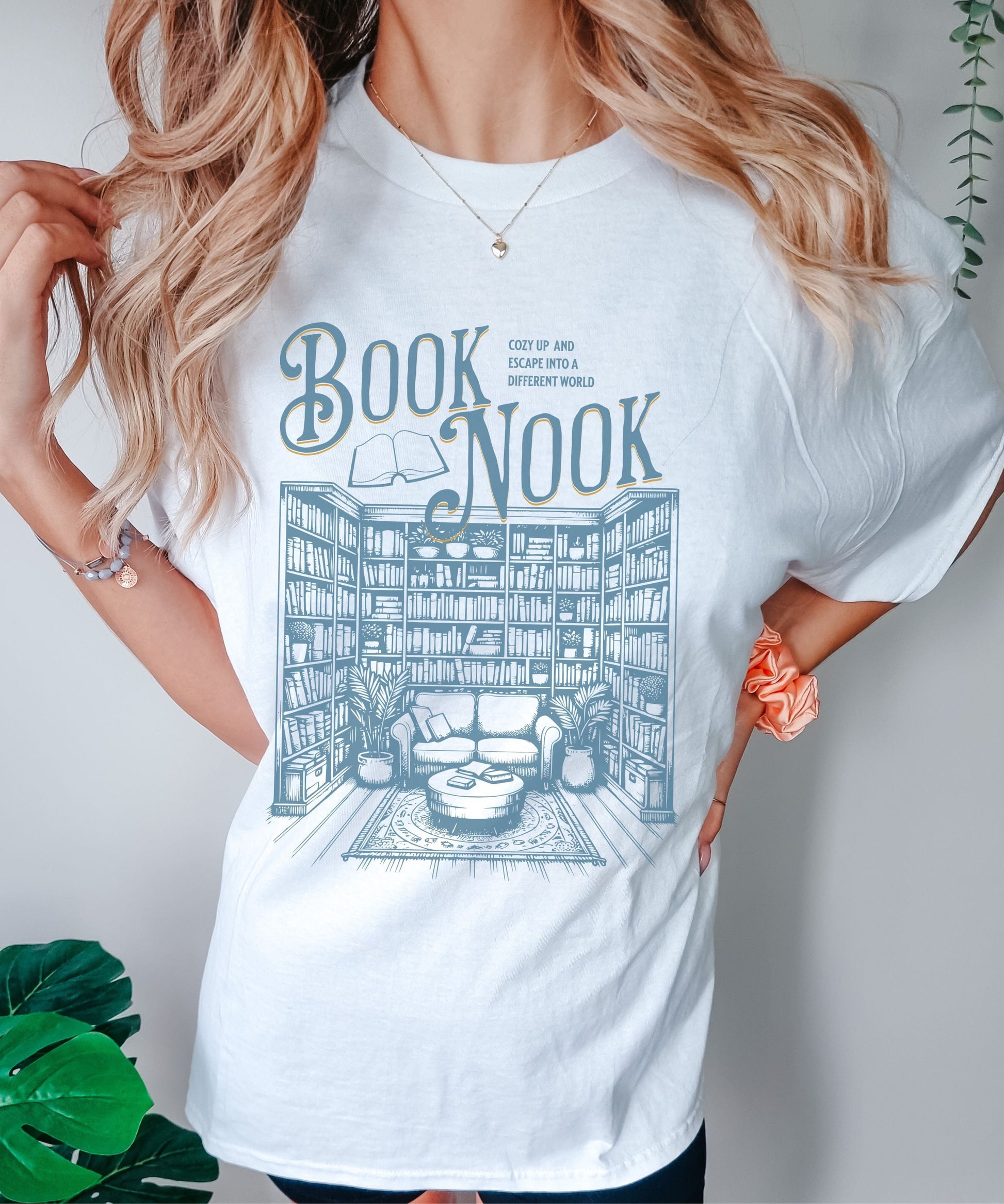 Book Nook Bookshelf Shirt, Literature Shirt, Library Shirt Reader Tshirt Bookish Love Shirt Romantasy Fantasy Dark Romance Tshirt