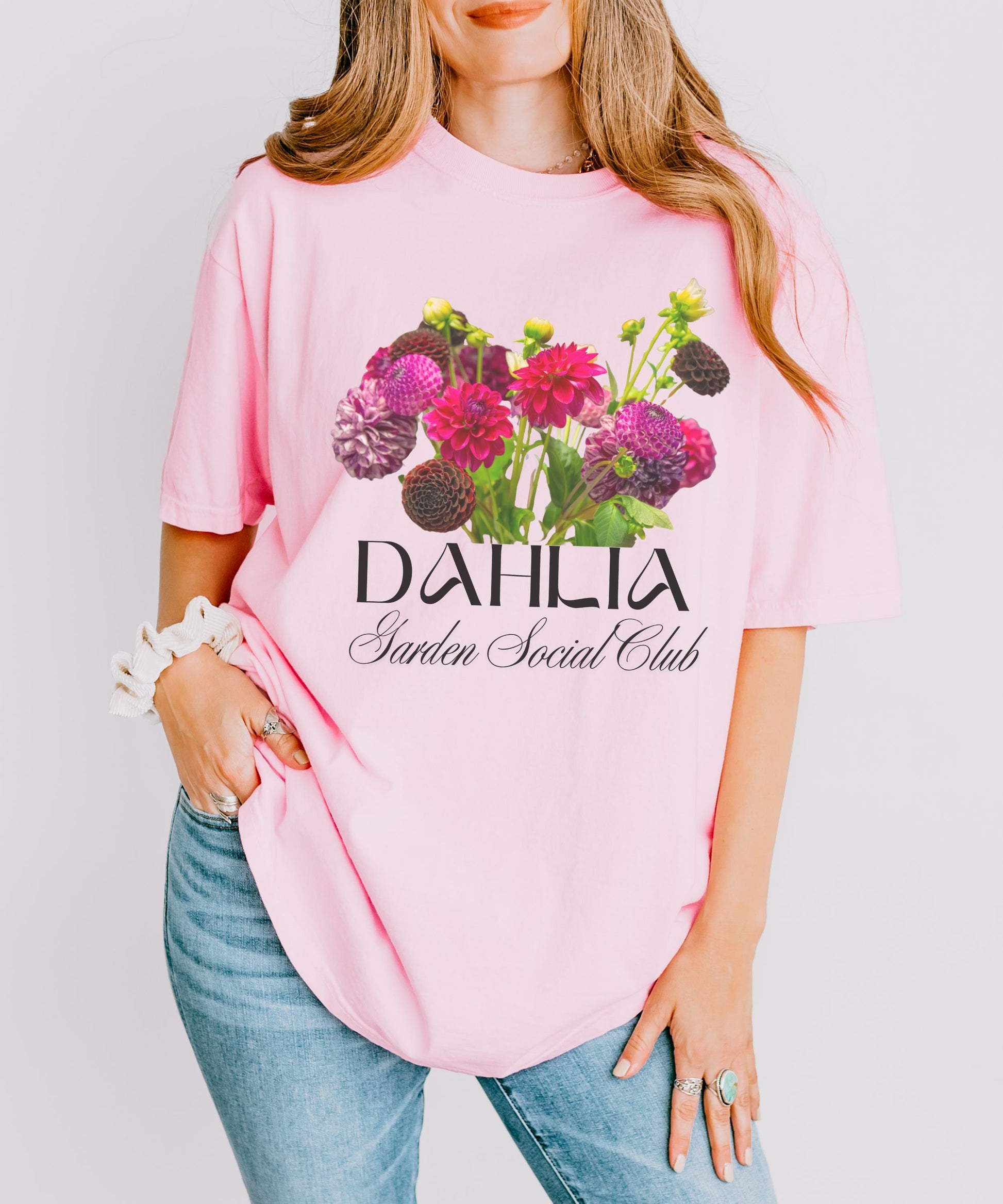 Dahlia Garden Social Club Shirt, Dahlia Gardener Gifts, Summer Shirt for Women Flower Farmer Tshirt Market Flowers Shirt Old Money Aesthetic