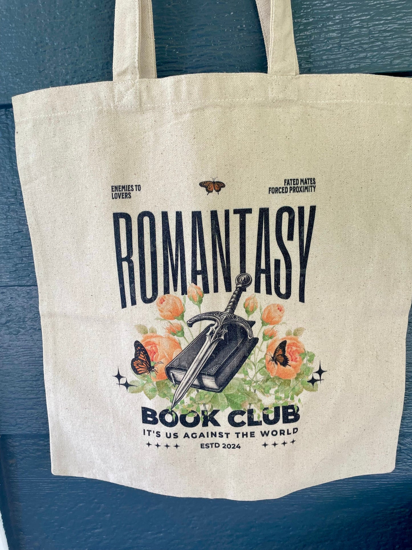 Romantasy Book Club Tote Bag Fantasy Romance Reader Gifts for Booklover, Bookish Merch Reading Tote Bag Library Bag Book Tropes Tote Bag