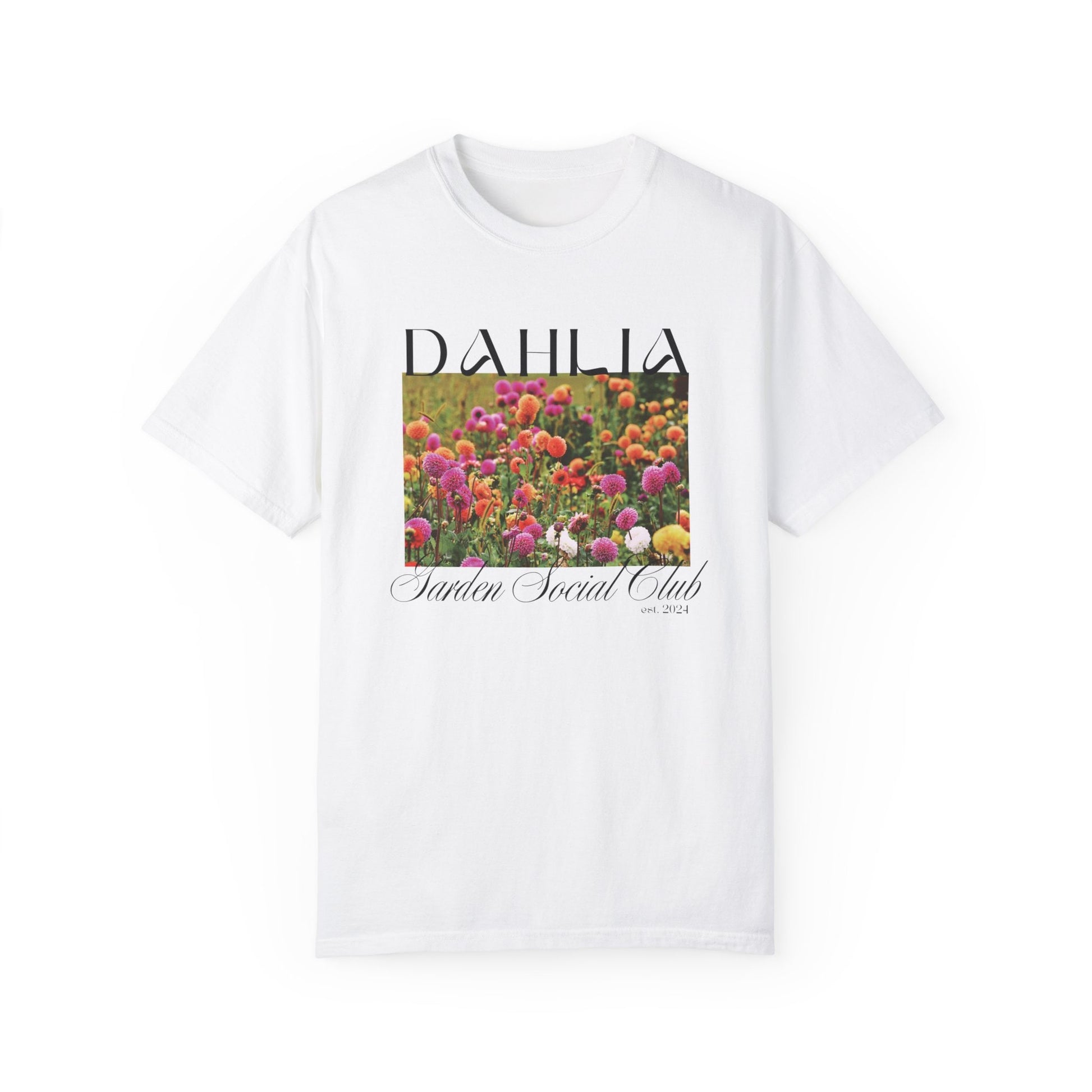 Dahlia Social Club Comfort Colors Tee, Dahlias Gift Trendy Summer Flower Shirts for Women, Dahlias Gift, Flower Gardener Wild Flowers Shirt