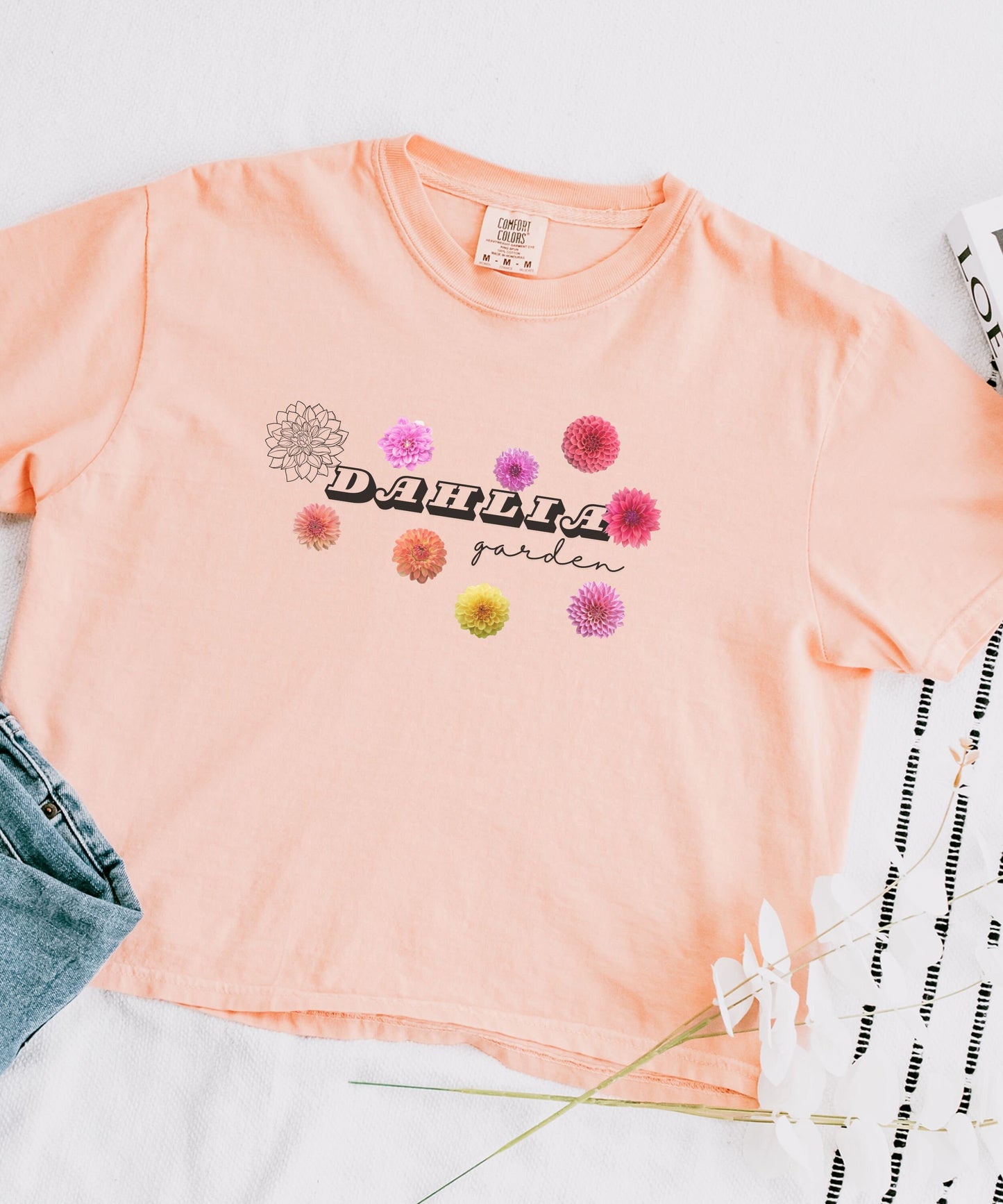 Dahlia Garden Shirt Flower Gardener Semi Cropped Comfort Colors Tee, Flower Farmer Wild Flower Shirt Granola Girl Downtown Girl Preppy Stuff