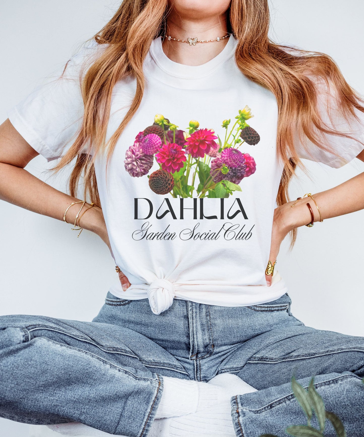 Dahlia Garden Social Club Shirt, Dahlia Gardener Gifts, Summer Shirt for Women Flower Farmer Tshirt Market Flowers Shirt Old Money Aesthetic