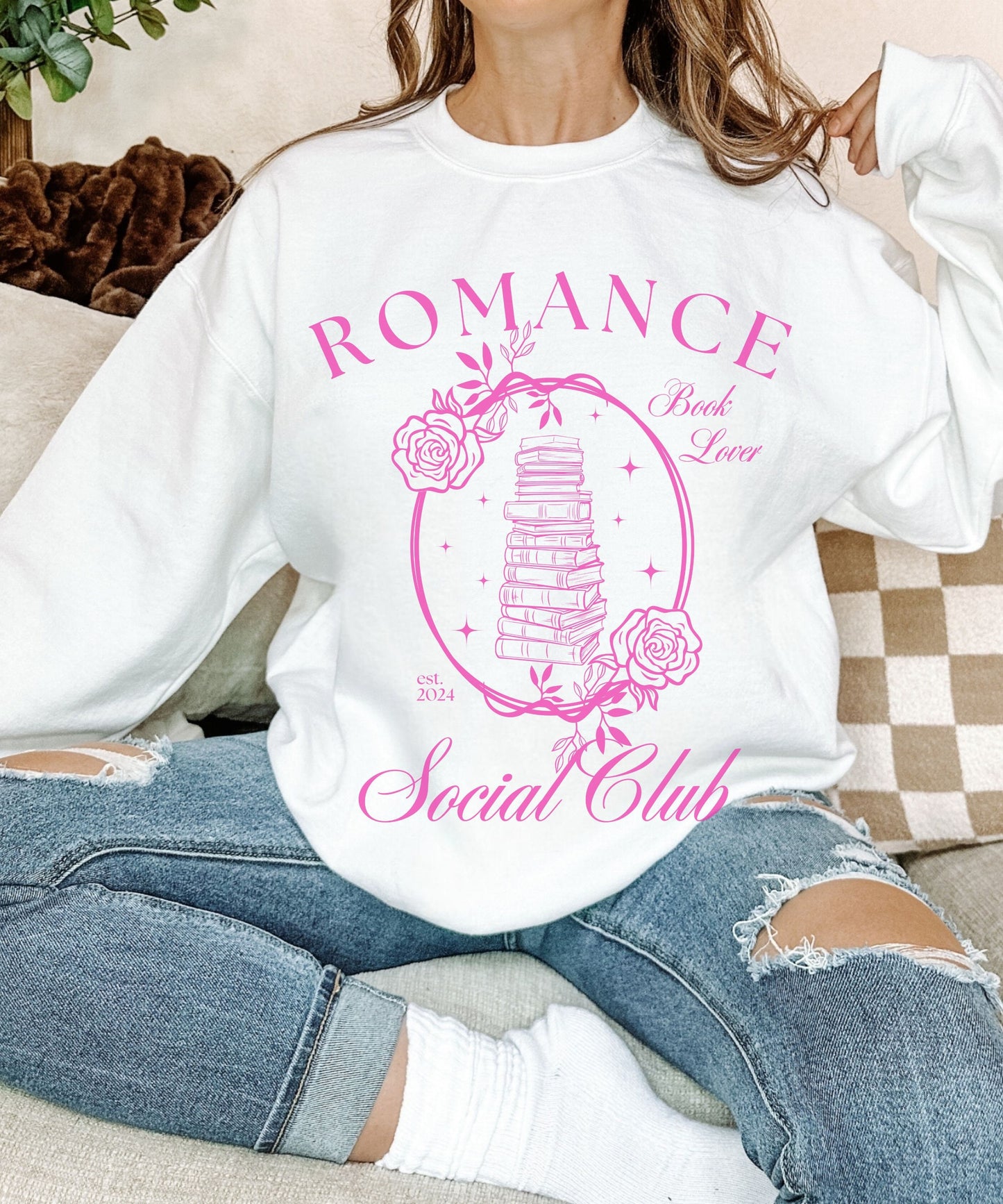 Romance Book Lover Social Club Sweathirt , Romantasy Fantasy Romance Smut Shirt Spicy Books Sweater Book Merch Library Booklover Sweater