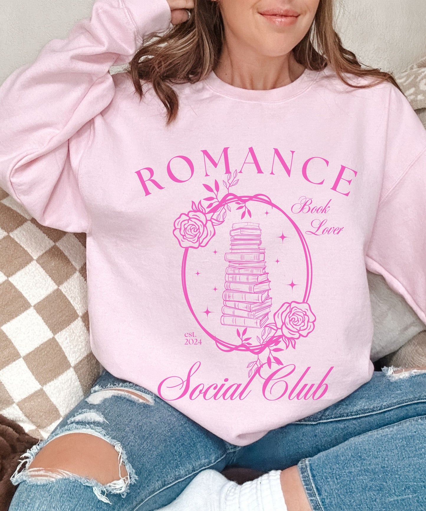 Romance Book Lover Social Club Sweathirt , Romantasy Fantasy Romance Smut Shirt Spicy Books Sweater Book Merch Library Booklover Sweater