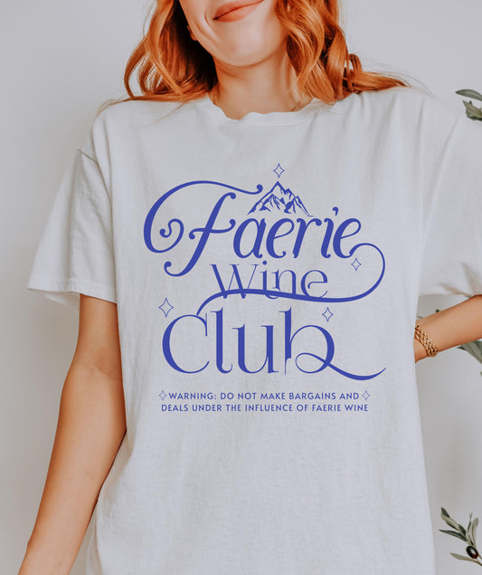 Faerie Wine Club Bookish Shirt, Reading Booklover Gifts Fantasy Romance Fiction Smut Shirt Romantasy Reader Shirt Booktok Merch Fantasycore