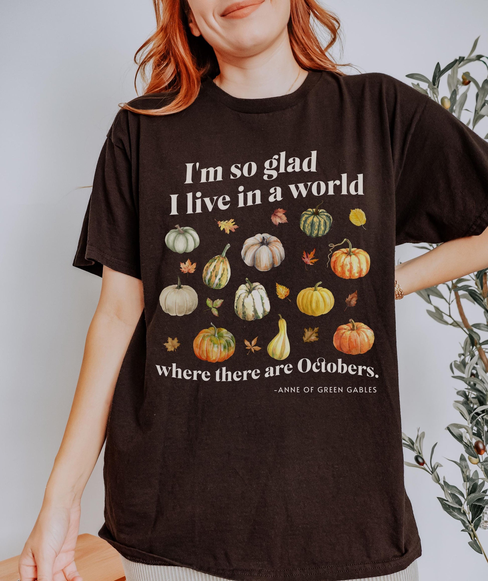 Anne of Green Gables October Pumpkin Shirt, Literature Shirt Fall Is My Favorite Autumn Leaves Shirt Light Academia Cottagecore Bookish Tee