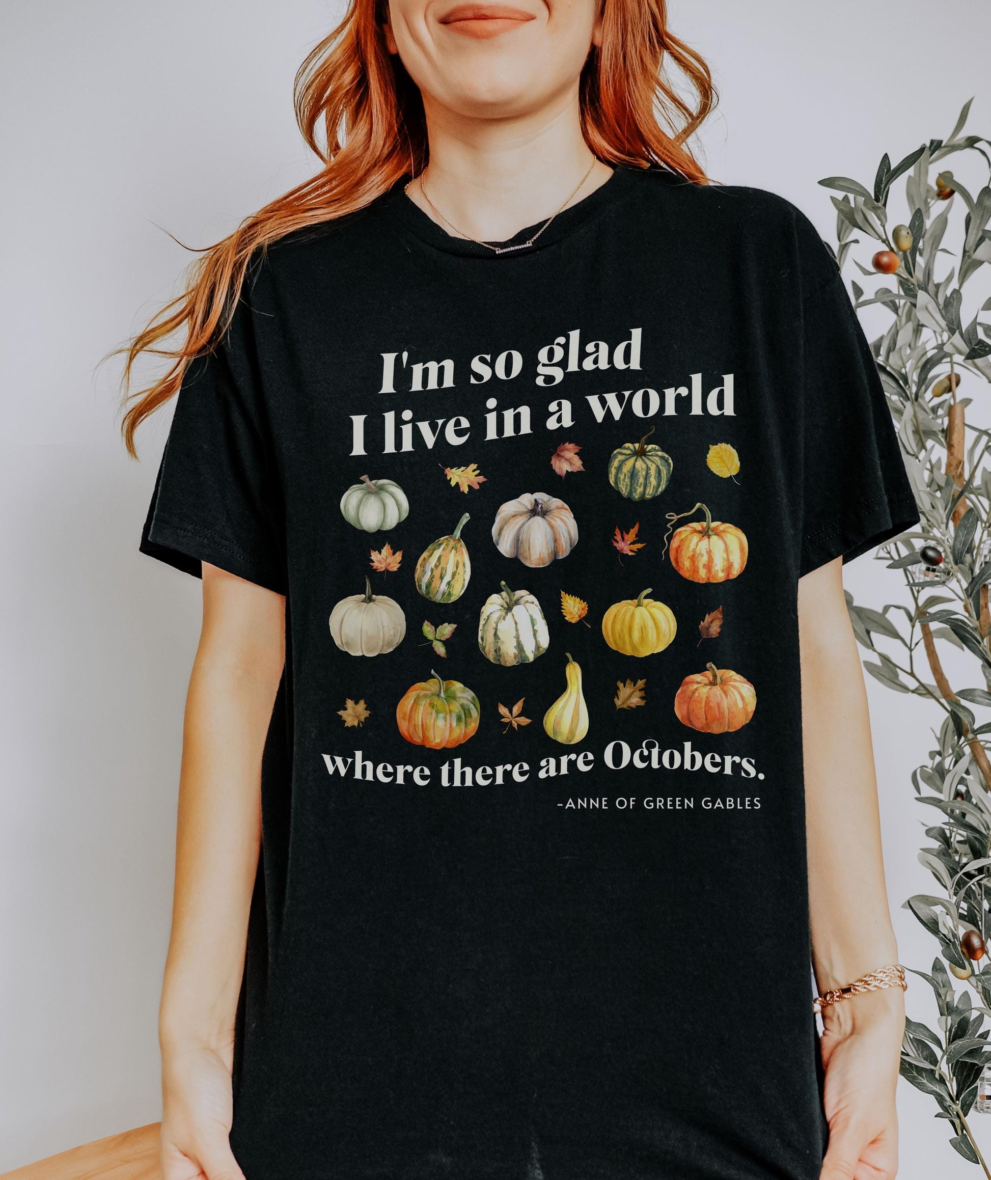 Anne of Green Gables October Pumpkin Shirt, Literature Shirt Fall Is My Favorite Autumn Leaves Shirt Light Academia Cottagecore Bookish Tee