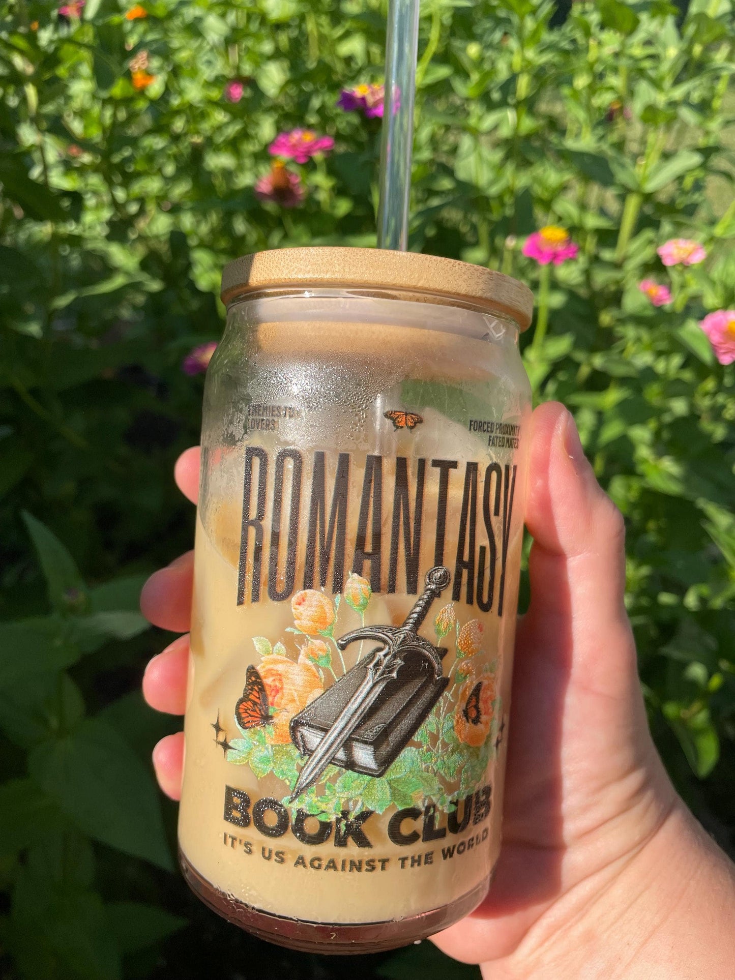 Romantasy Book Club Tumbler, Book Tropes Bookish Glass Iced Coffee Cup, Can Shaped Glass Fantasy Romance Reader Gifts, Bookish Things