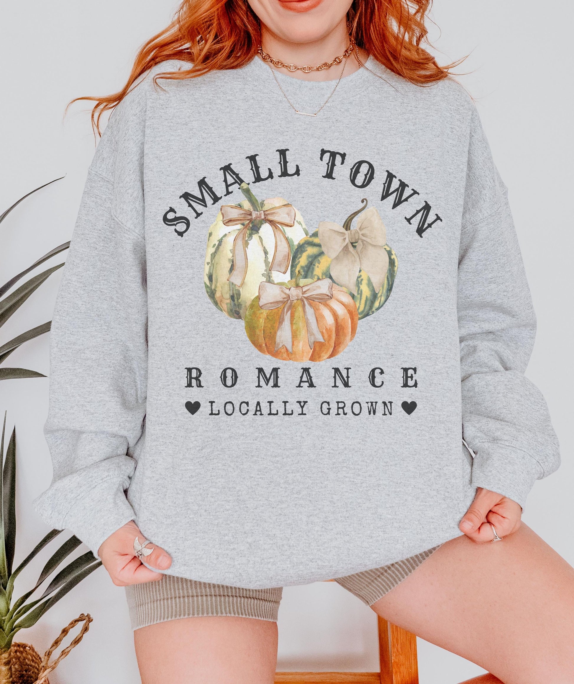 Small Town Romance Pumpkin Patch Sweatshirt, Fall Coquette Bow Pumpkin Shirt, Cowboy Romance Book Merch, Coquette Cowgirl Sweatshirt