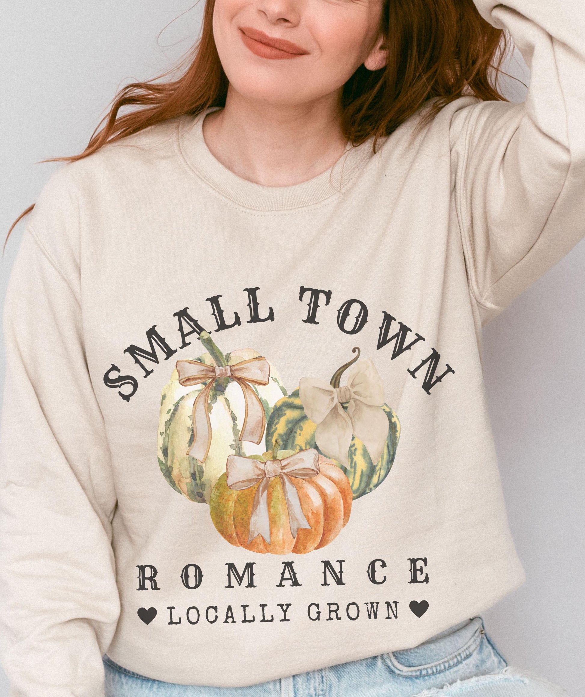 Small Town Romance Pumpkin Patch Sweatshirt, Fall Coquette Bow Pumpkin Shirt, Cowboy Romance Book Merch, Coquette Cowgirl Sweatshirt