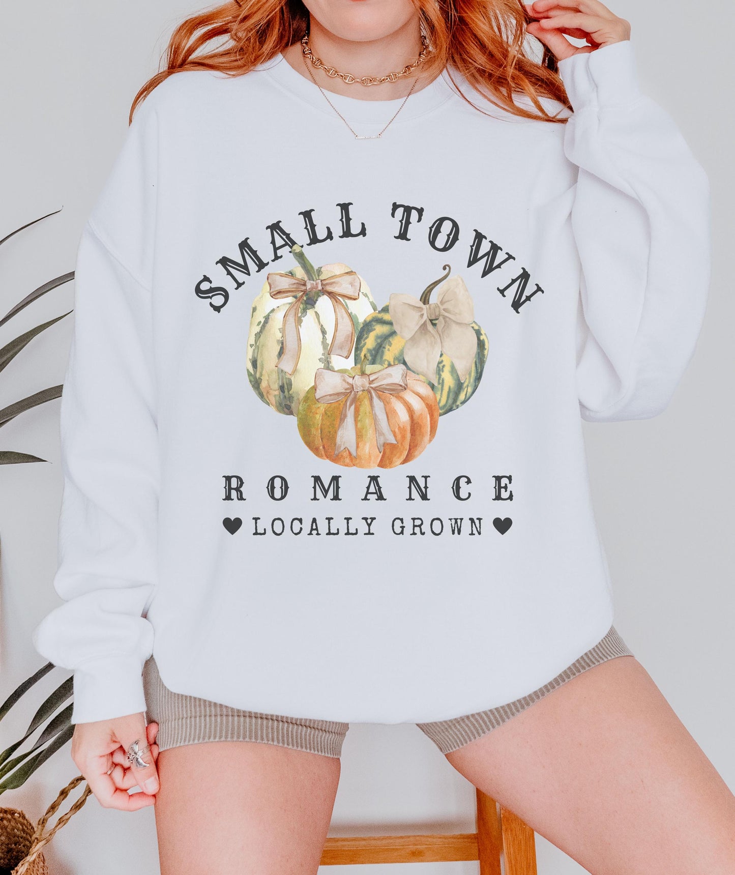 Small Town Romance Pumpkin Patch Sweatshirt, Fall Coquette Bow Pumpkin Shirt, Cowboy Romance Book Merch, Coquette Cowgirl Sweatshirt