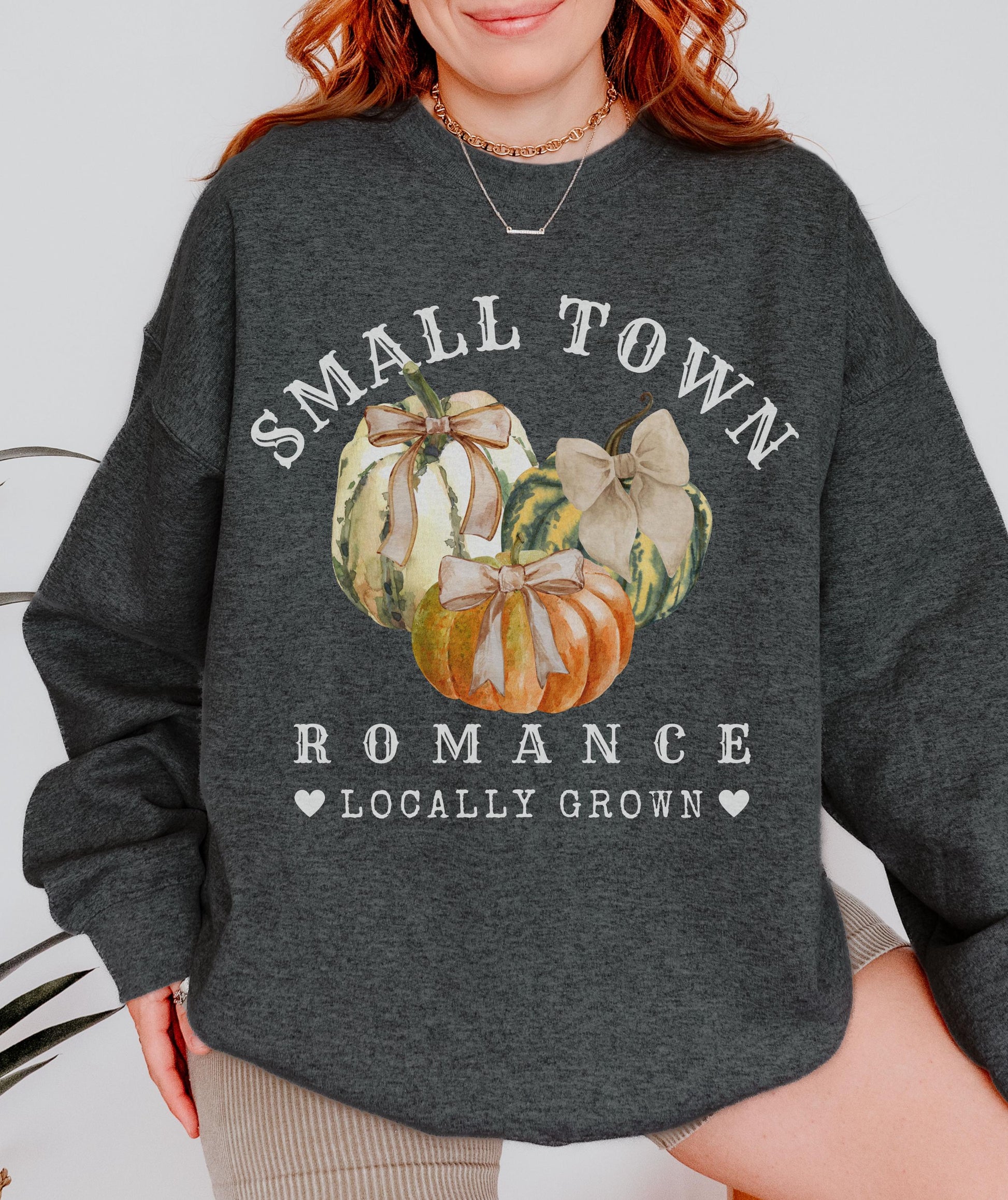 Small Town Romance Pumpkin Patch Sweatshirt, Fall Coquette Bow Pumpkin Shirt, Cowboy Romance Book Merch, Coquette Cowgirl Sweatshirt