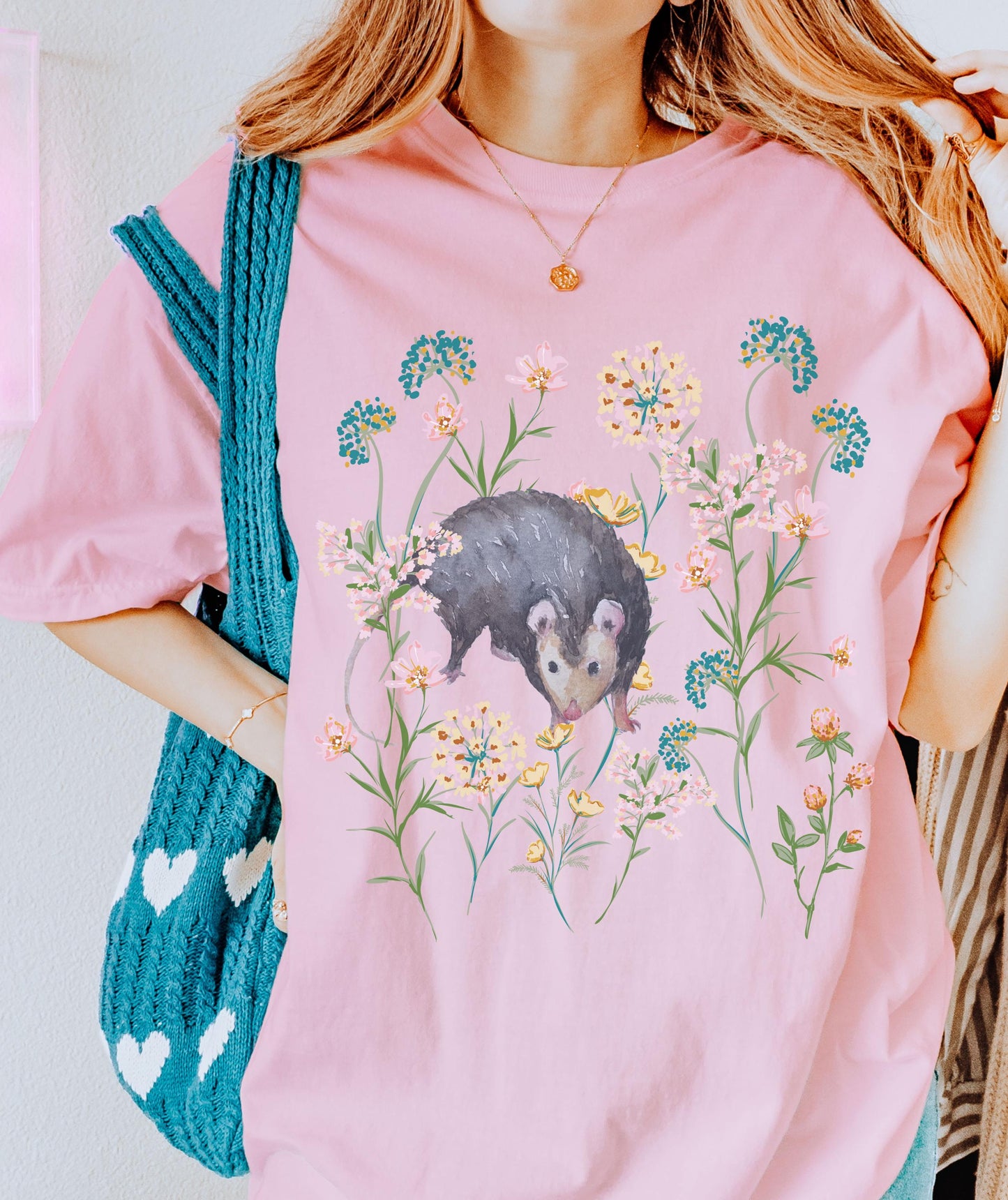 Opossum Shirt, Boho Wild Flowers Cottagecore Possum Shirt Opossum Gifts, Forestcore Weirdcore Shirt Cottage Core Granola Girl Nature Shirt