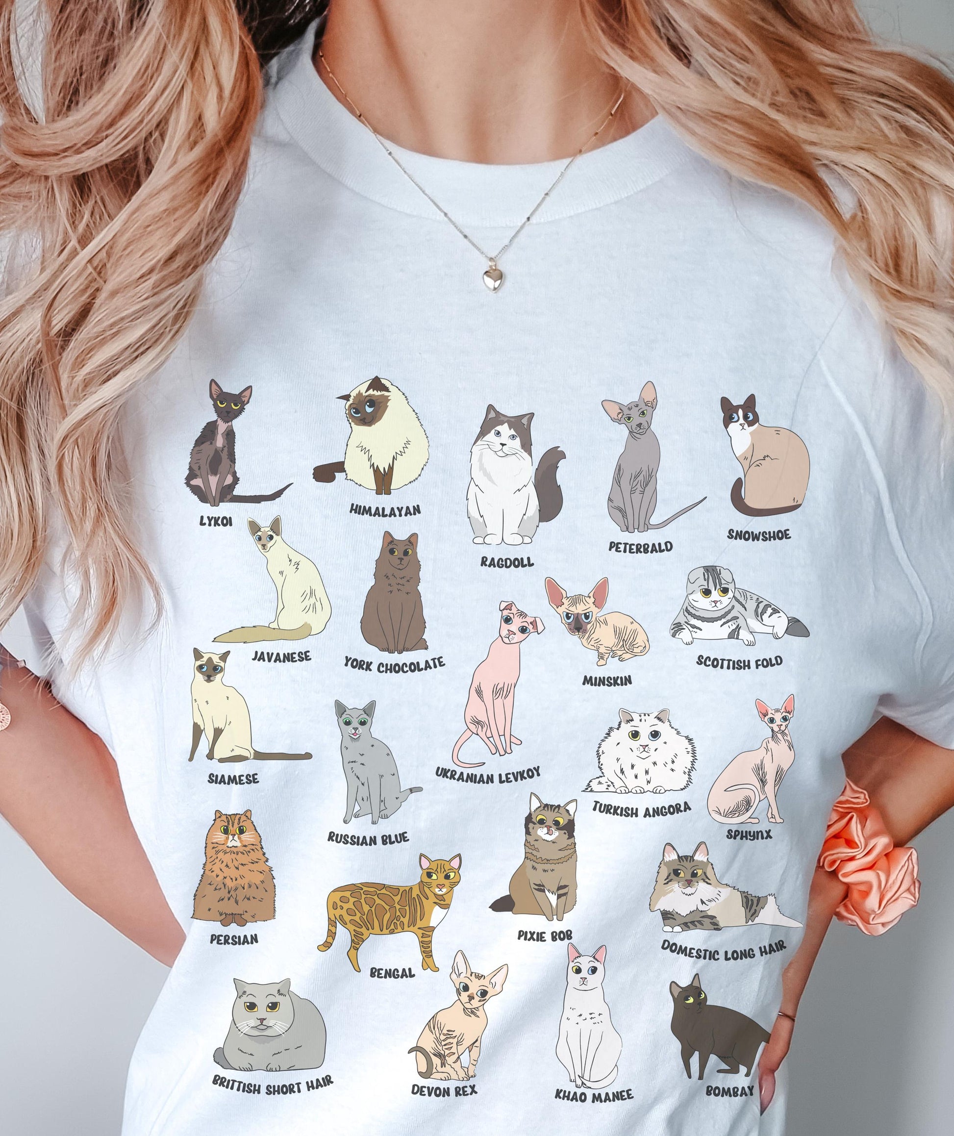 Cat Breed Shirt, Bengal Siamese Persian Ragdoll Cat Shirt Cat Themed Gifts Animal lover Types of Cats Tee Cat Core Clothes Kitten Owner Gift