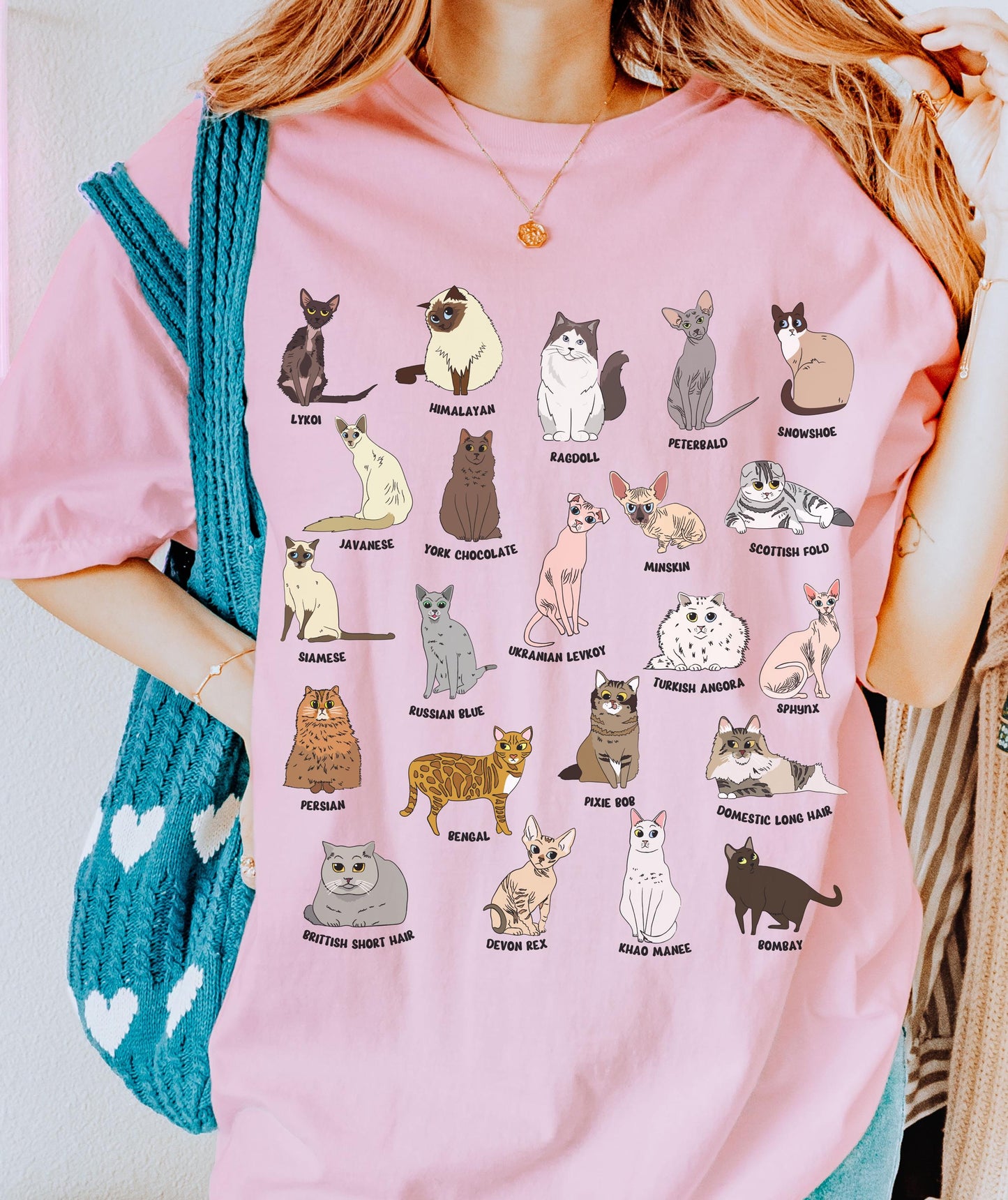 Cat Breed Shirt, Bengal Siamese Persian Ragdoll Cat Shirt Cat Themed Gifts Animal lover Types of Cats Tee Cat Core Clothes Kitten Owner Gift