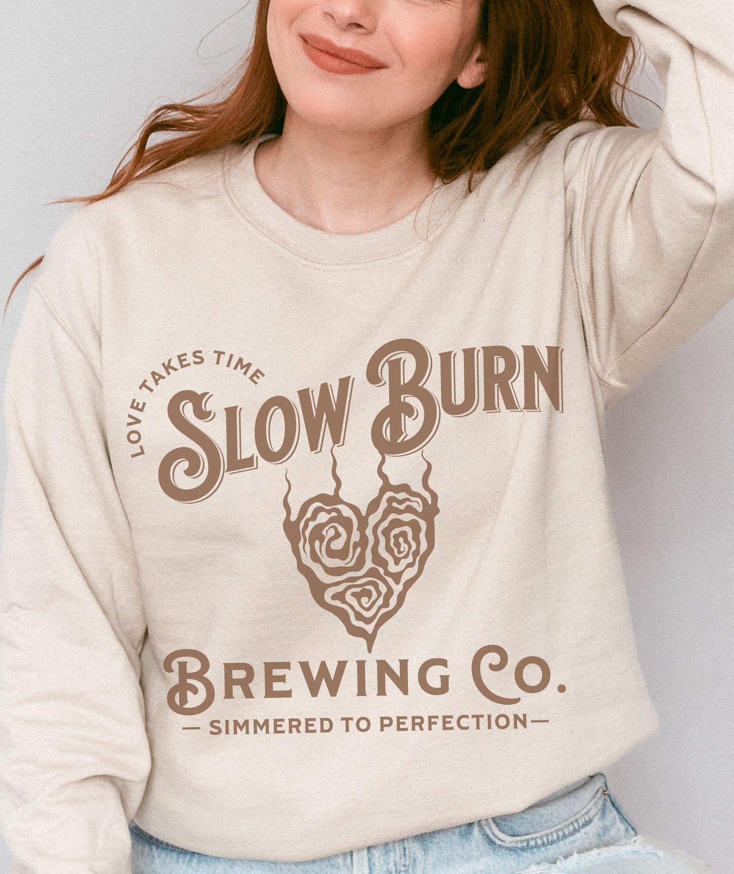 Slow Burn Brewing Co Book Tropes Sweatshirt, Booktrovert Smut Shirt Romantasy Reader Enemies To Lovers Dark Romance Spicy Book Sweatshirt