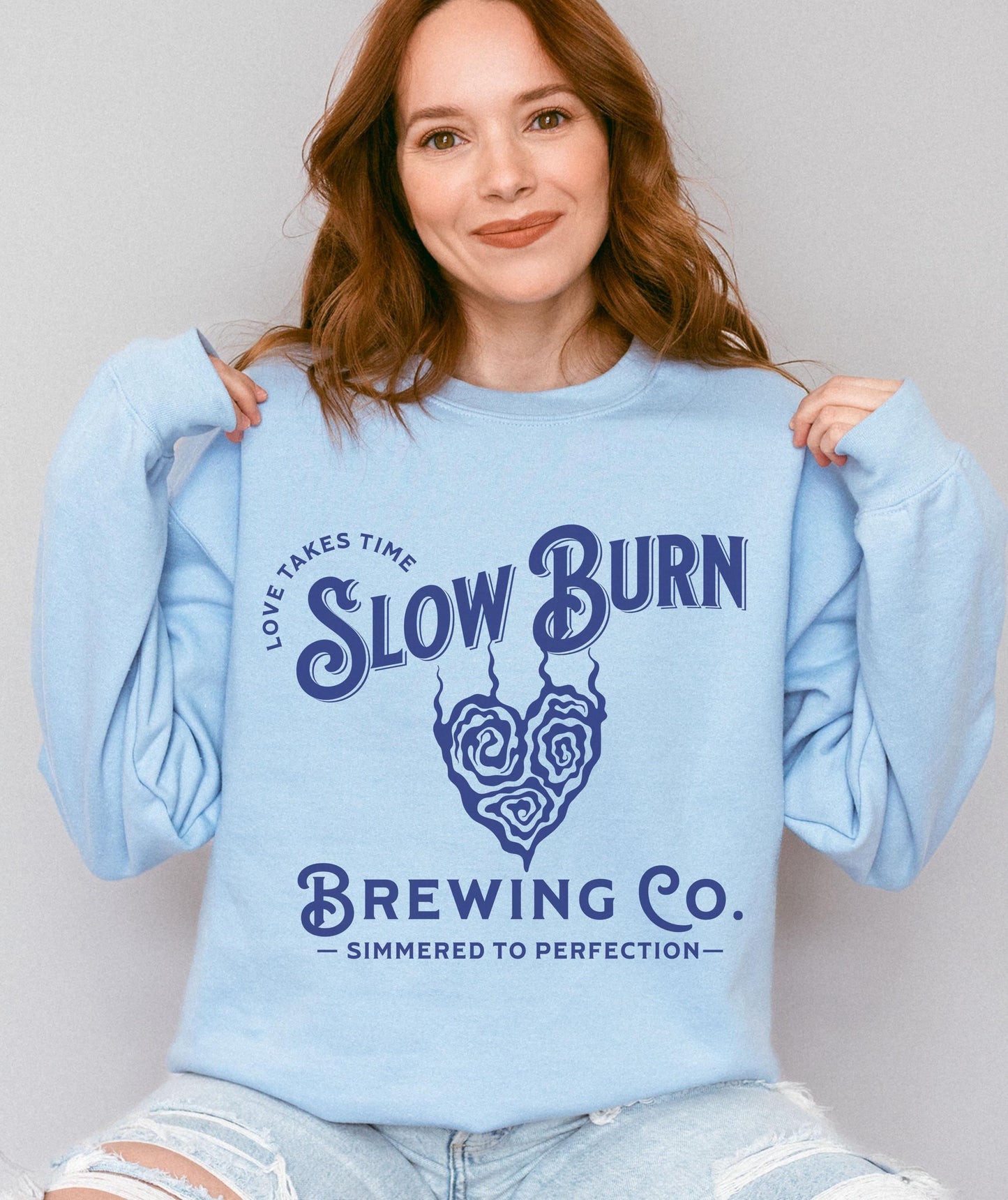 Slow Burn Brewing Co Book Tropes Sweatshirt, Booktrovert Smut Shirt Romantasy Reader Enemies To Lovers Dark Romance Spicy Book Sweatshirt