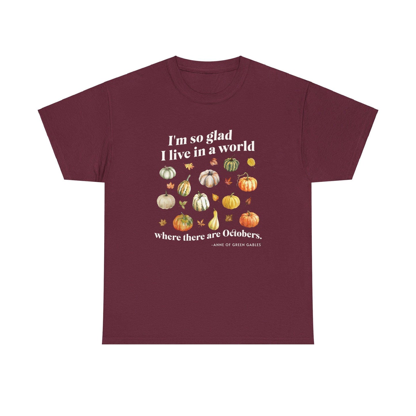 Anne of Green Gables October Pumpkin Shirt, Literature Shirt Fall Is My Favorite Autumn Leaves Shirt Light Academia Cottagecore Bookish Tee