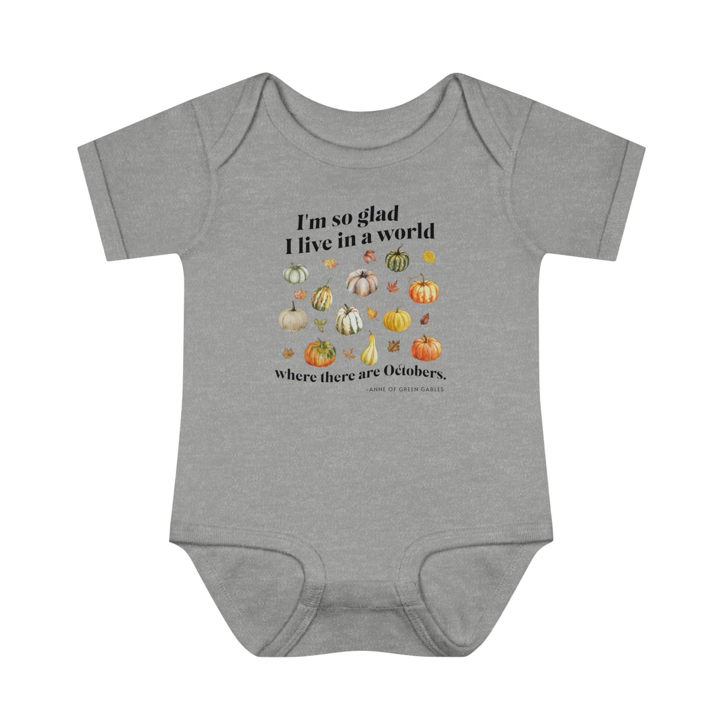 Anne of Green Gables Quote Baby Bodysuit, Fall October Pumpkins and Autumn Leaves Cottagecore Baby Clothes, Bookish Baby Literature Shirt