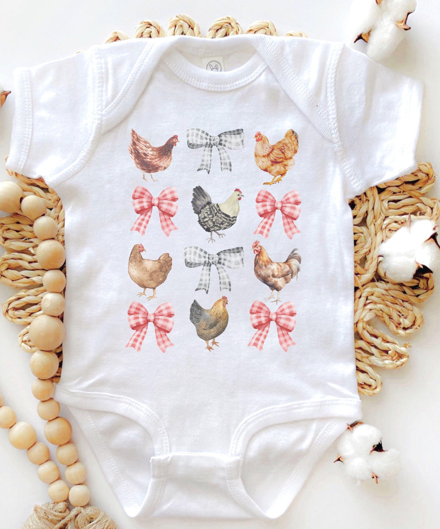 Chicken Baby Bodysuit, Birthday Chicken Shirt Baby Coquette Farm Animal Bodysuit Chickens and Bows Baby Bodysuit, Chicken Baby Shower Gift