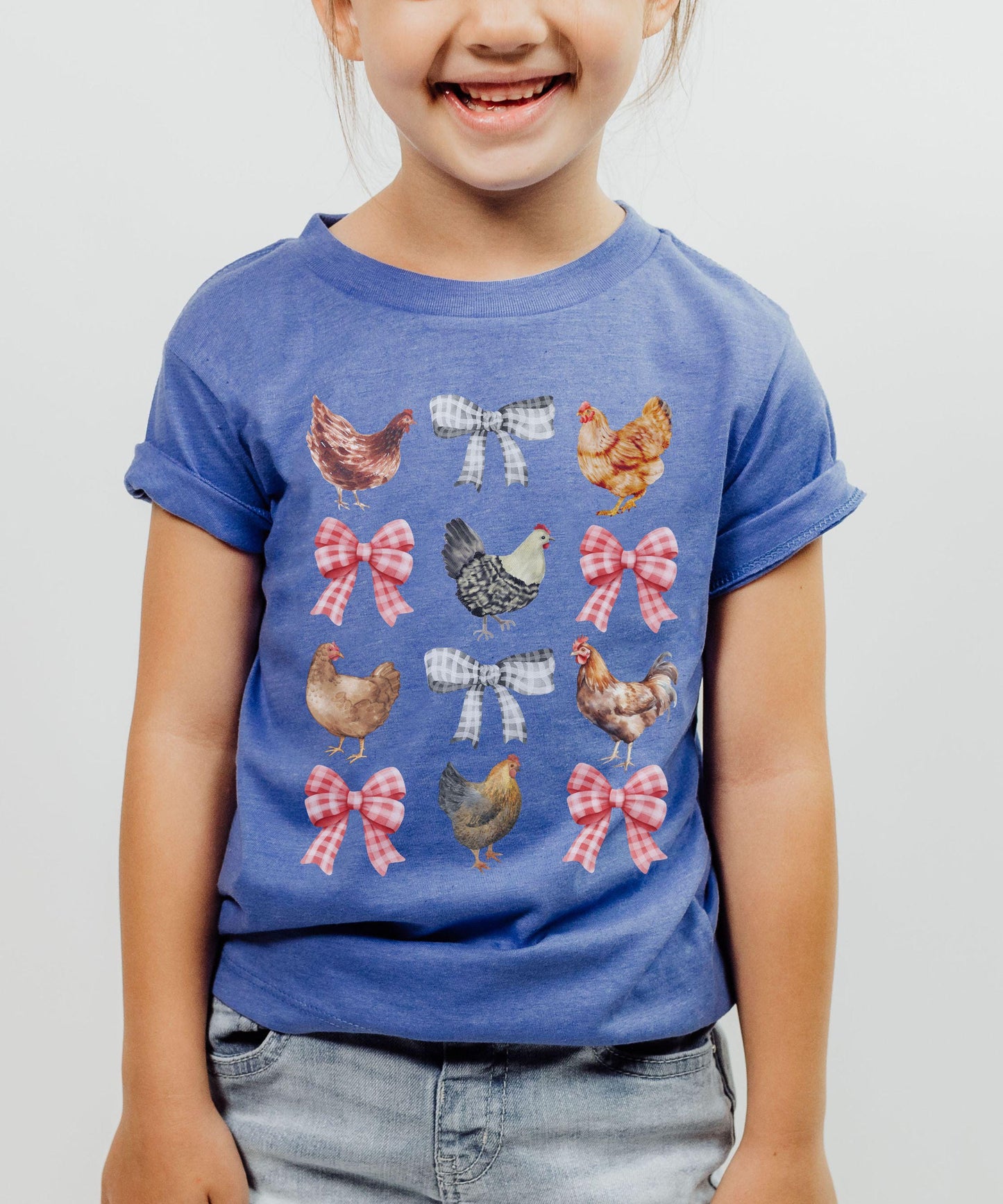 Chicken Shirt Kids, Farm Chicken Shirt Coquette Bow Shirt, Family Matching Mother Daughter Farm Birthday Party Barnyard Chicken Tee Girls