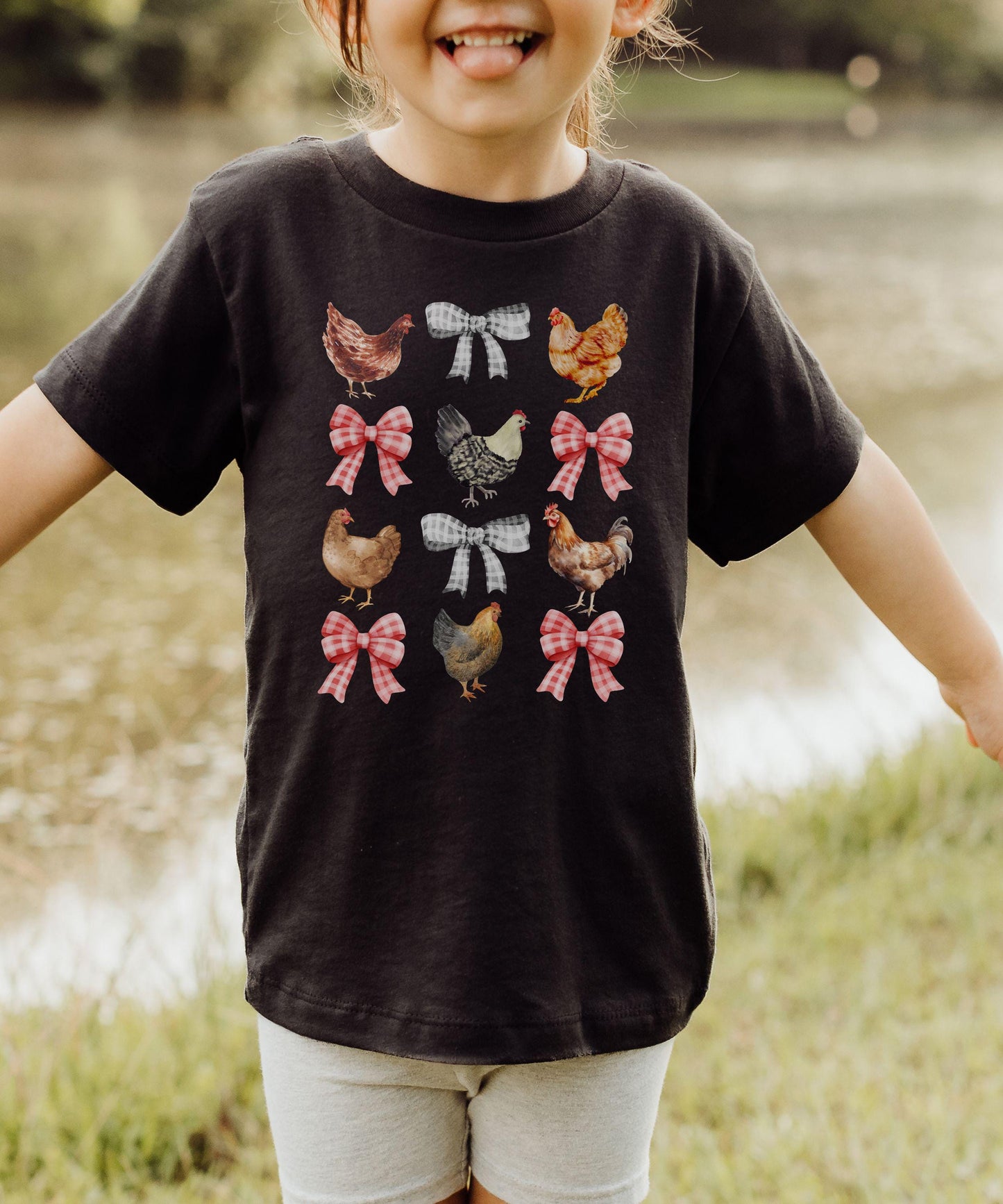 Chicken Shirt Kids, Farm Chicken Shirt Coquette Bow Shirt, Family Matching Mother Daughter Farm Birthday Party Barnyard Chicken Tee Girls