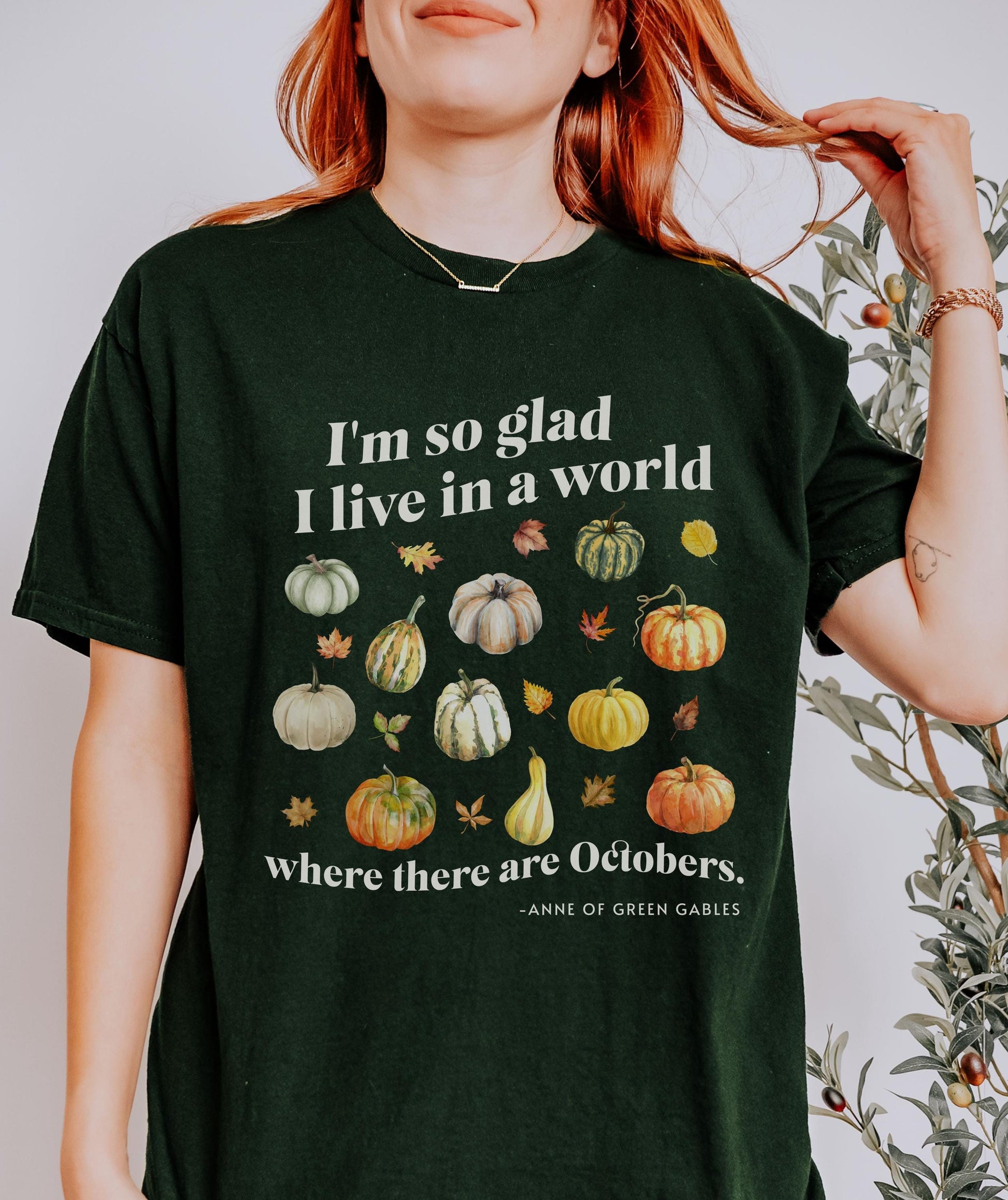 Anne of Green Gables October Pumpkin Shirt, Literature Shirt Fall Is My Favorite Autumn Leaves Shirt Light Academia Cottagecore Bookish Tee