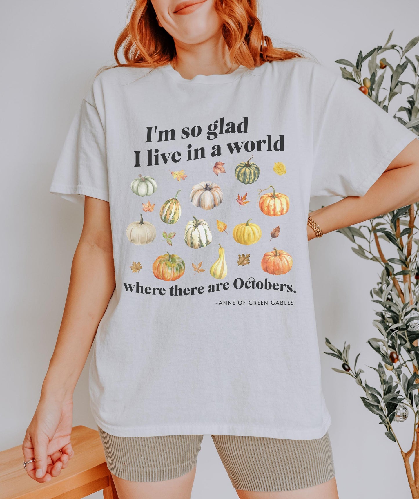 Anne of Green Gables October Pumpkin Shirt, Literature Shirt Fall Is My Favorite Autumn Leaves Shirt Light Academia Cottagecore Bookish Tee