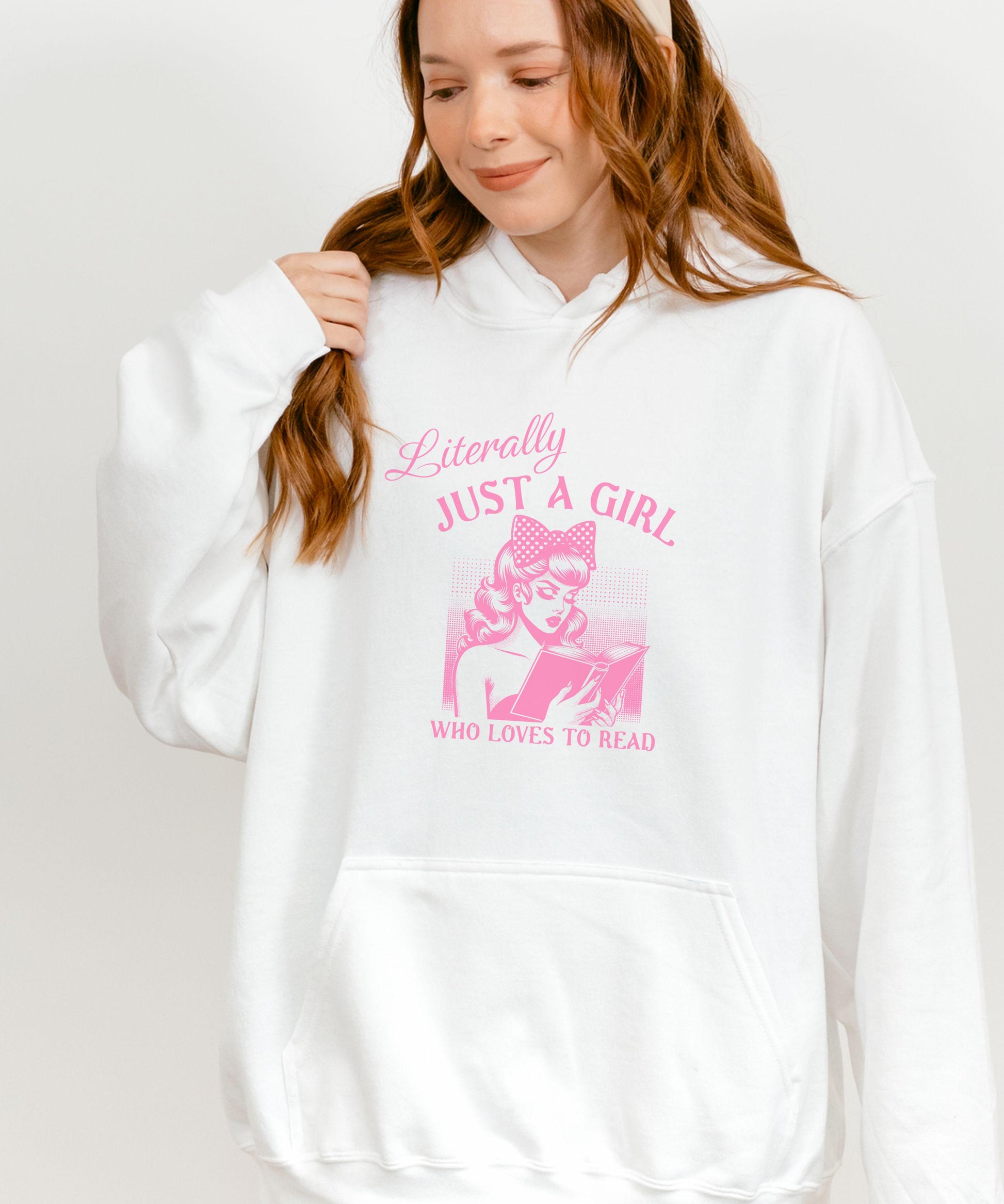 Literally Just a Girl Who Loves To Read Hoodie, Coquette Bow Hoodie, Romantasy Hoodie, Romance Reader Hoodie Book Girly Born To Read