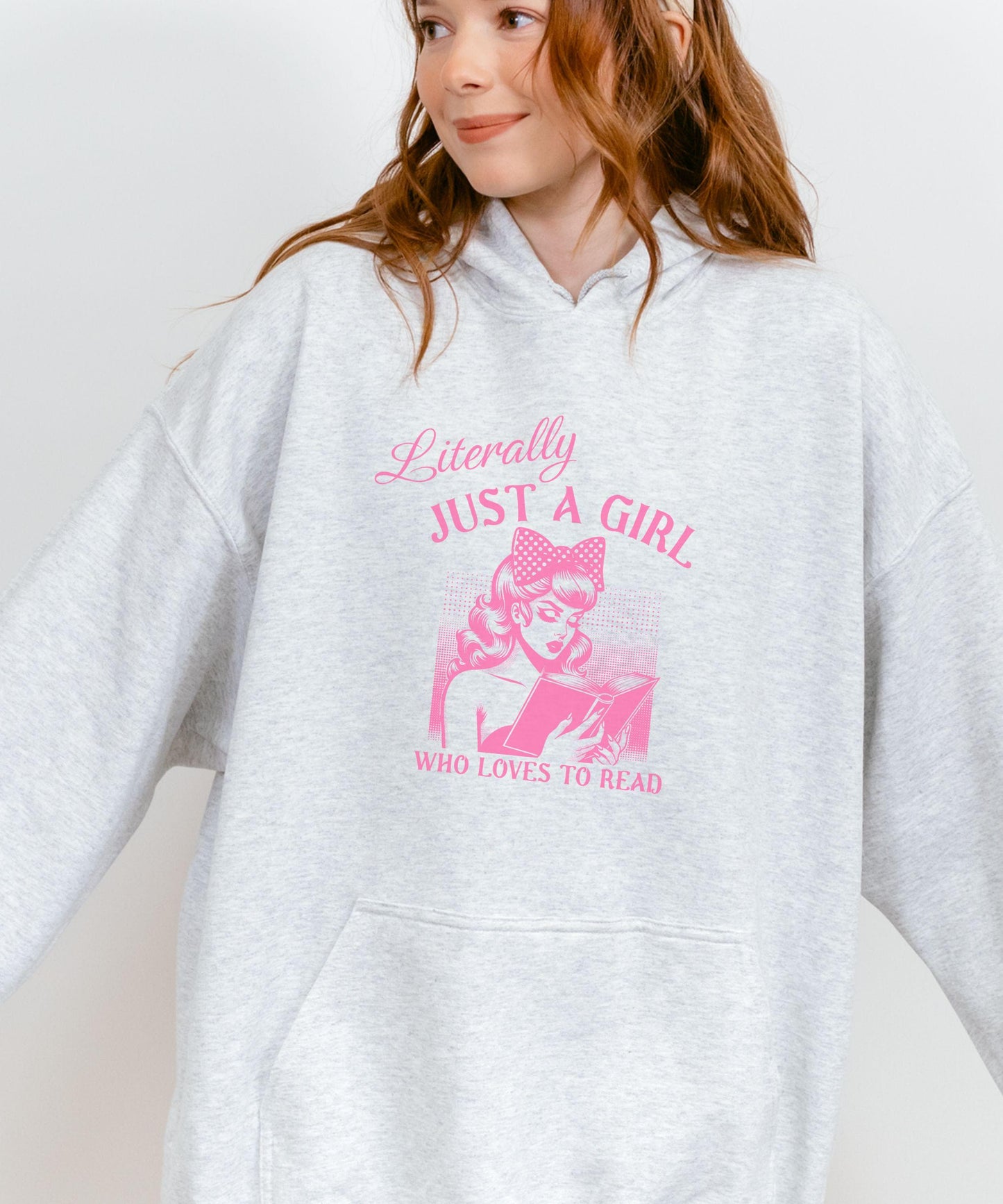 Literally Just a Girl Who Loves To Read Hoodie, Coquette Bow Hoodie, Romantasy Hoodie, Romance Reader Hoodie Book Girly Born To Read