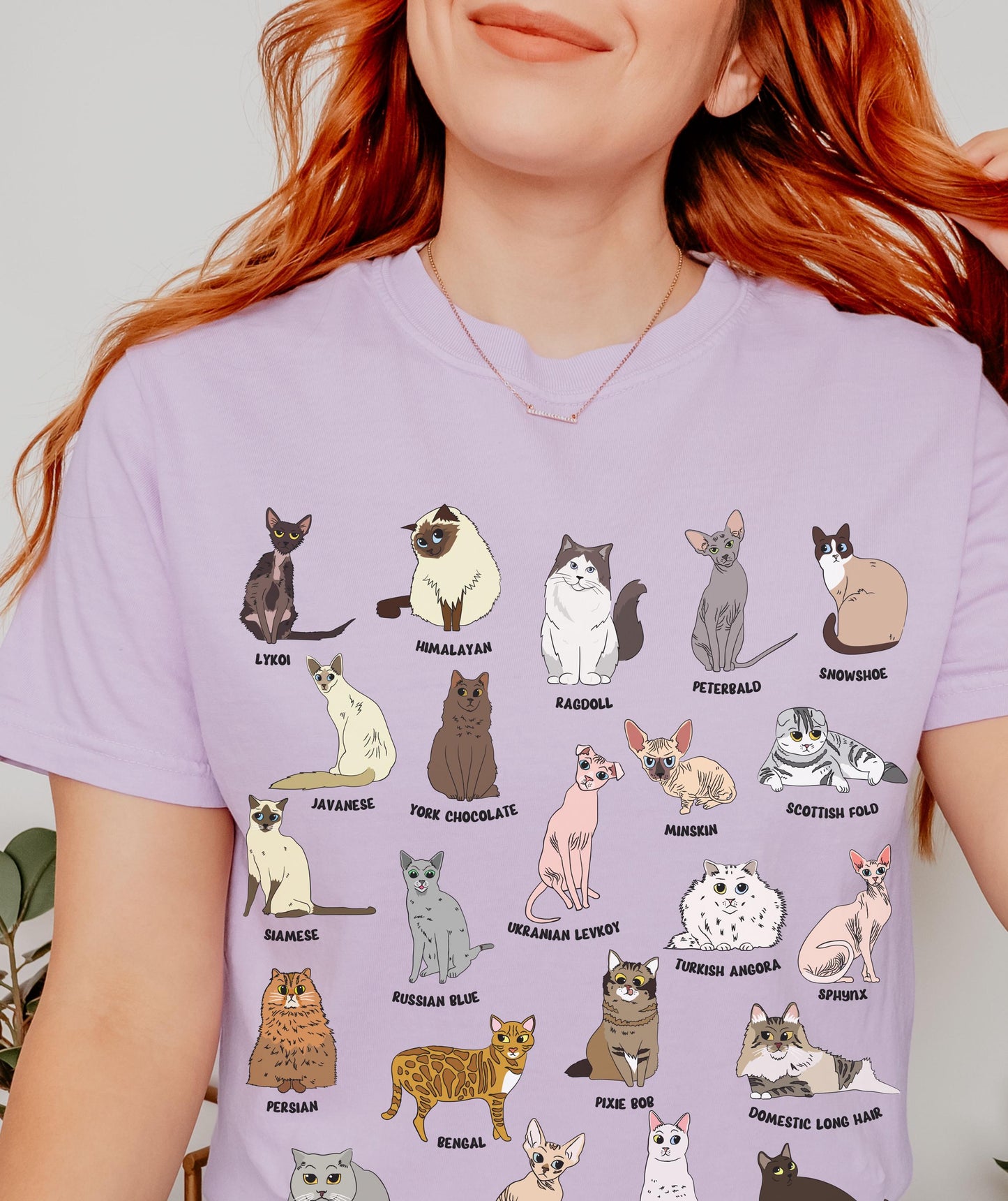 Cat Breed Shirt, Bengal Siamese Persian Ragdoll Cat Shirt Cat Themed Gifts Animal lover Types of Cats Tee Cat Core Clothes Kitten Owner Gift