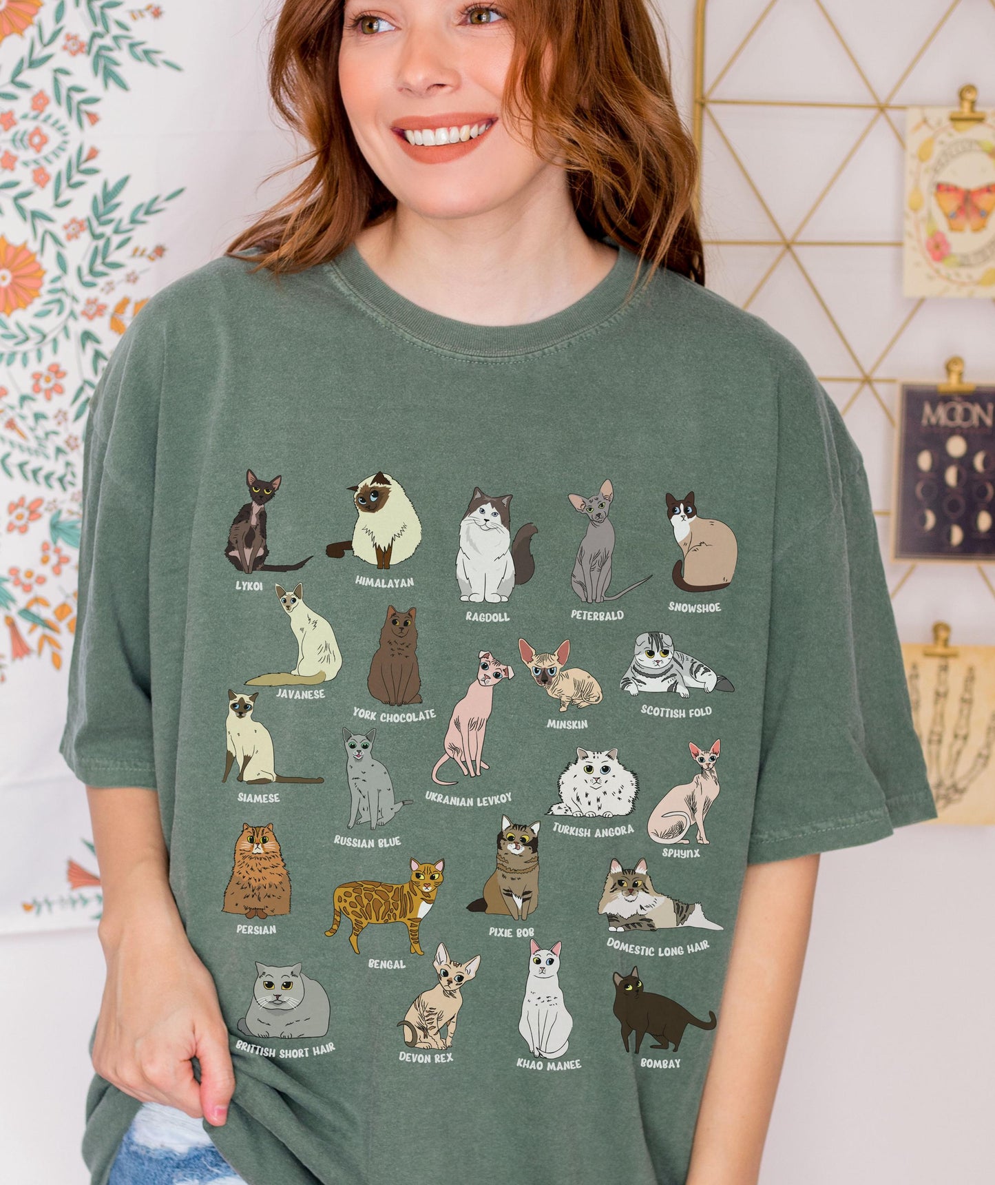 Cat Breed Shirt, Bengal Siamese Persian Ragdoll Cat Shirt Cat Themed Gifts Animal lover Types of Cats Tee Cat Core Clothes Kitten Owner Gift